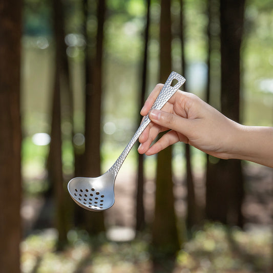 Boundless Voyage Titanium Skimmer Spoon – Ultralight Camping Slotted Spoon for Cooking, Frying & Outdoor Dining