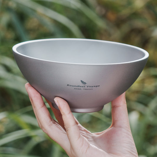 Boundless Voyage 450ml Titanium Double-Wall Bowl – Insulated Camping Rice, Soup & Salad Bowl for Outdoor Dining, Travel & Everyday Use