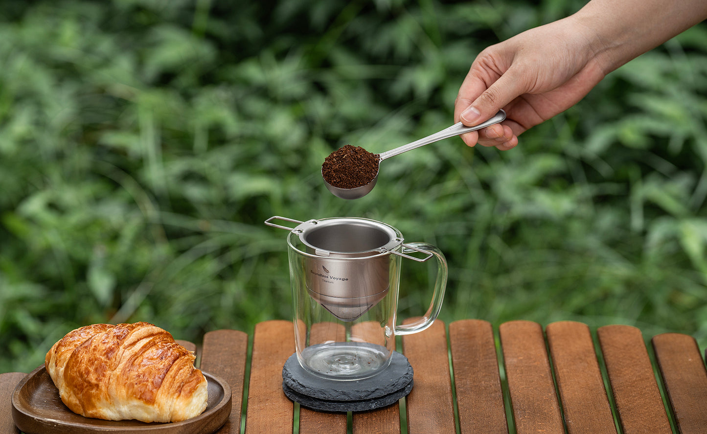 Boundless Voyage Titanium Coffee Scoop Ground Coffee and Beans Measuring Spoon Ice-cream Dessert Tea Sugar Spoon