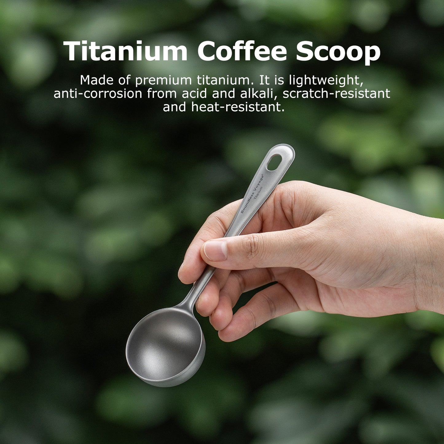 Boundless Voyage Titanium Coffee Scoop Ground Coffee and Beans Measuring Spoon Ice-cream Dessert Tea Sugar Spoon
