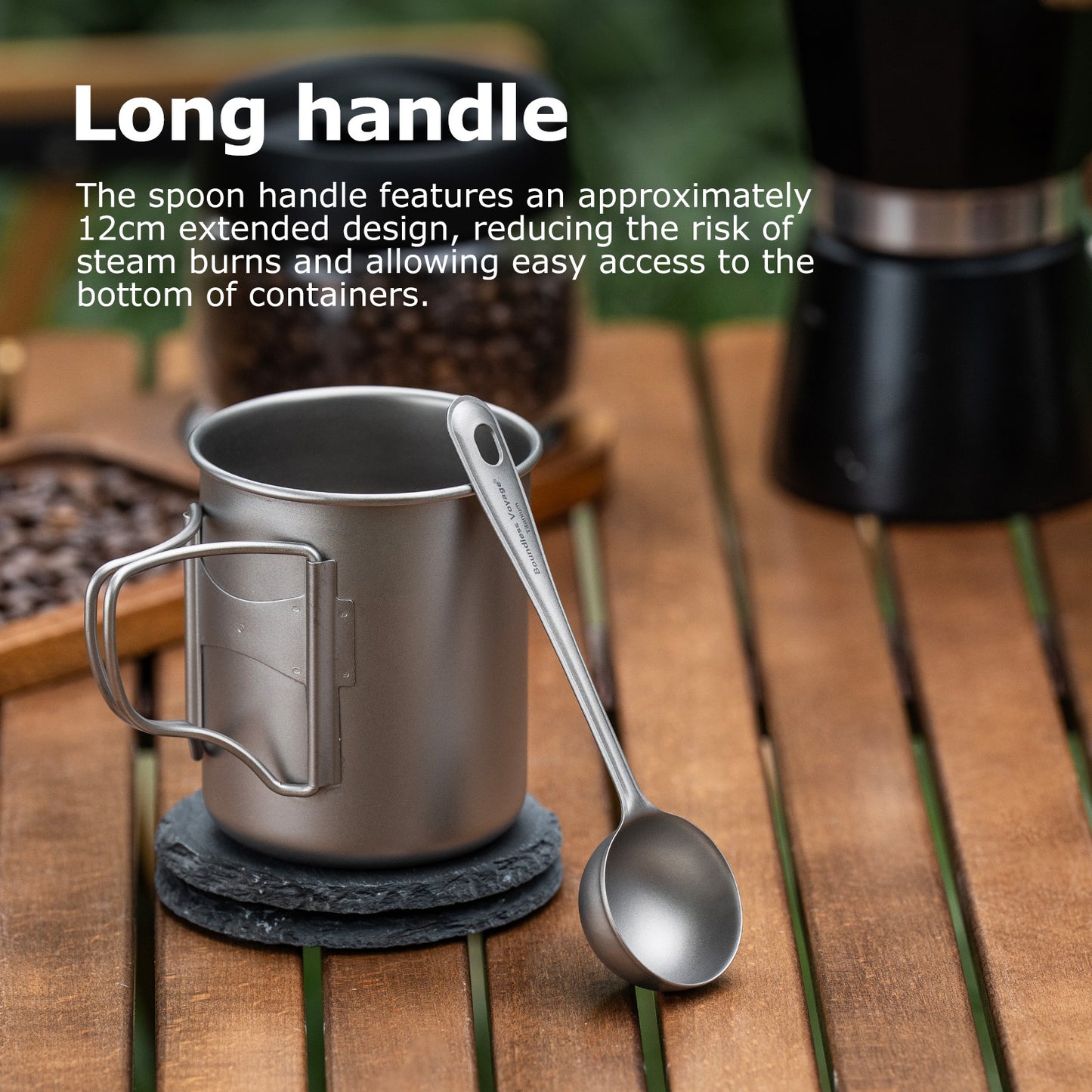 Boundless Voyage Titanium Coffee Scoop Ground Coffee and Beans Measuring Spoon Ice-cream Dessert Tea Sugar Spoon