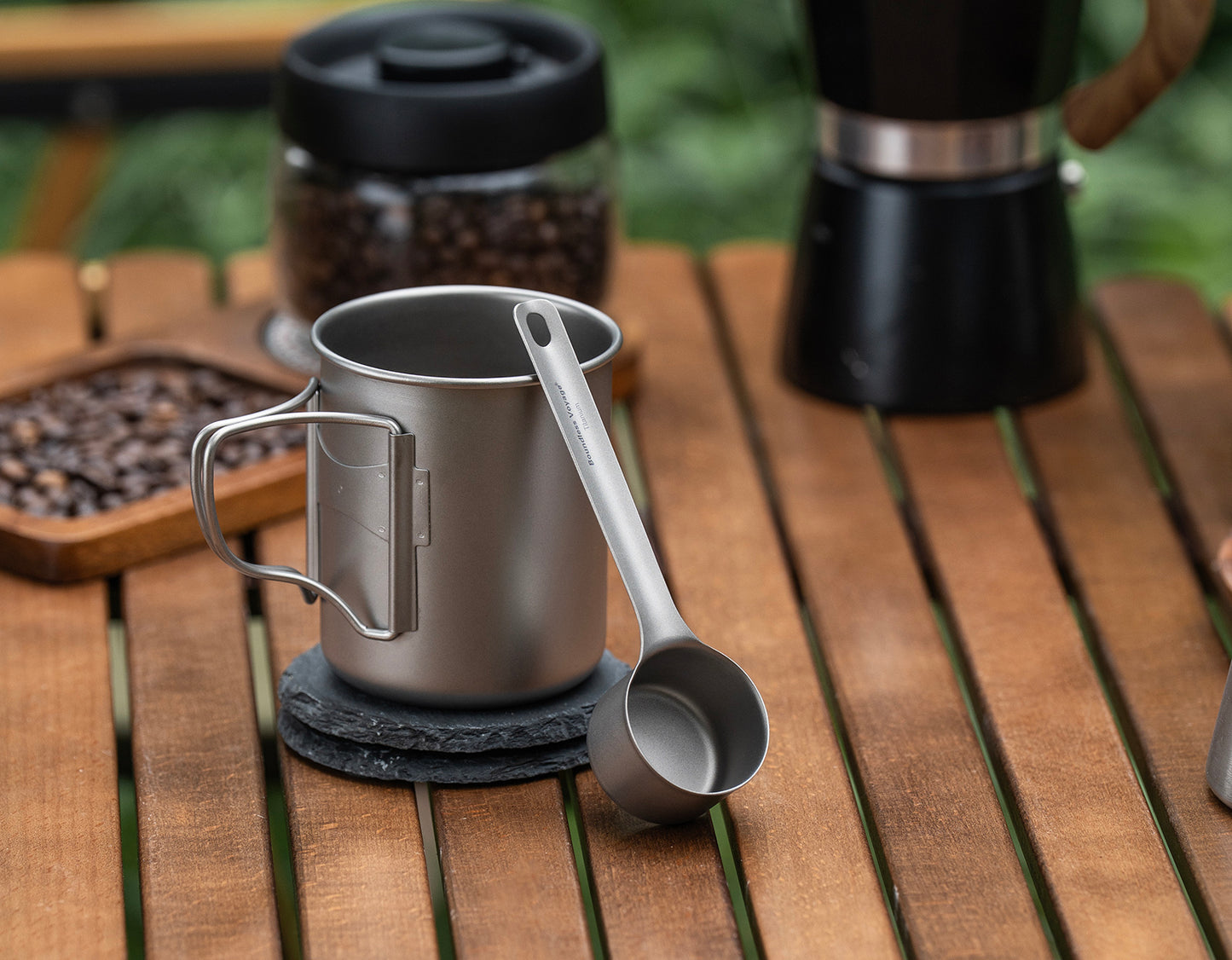 Boundless Voyage Titanium Coffee Scoop Ground Coffee and Beans Measuring Spoon Ice-cream Dessert Tea Sugar Spoon