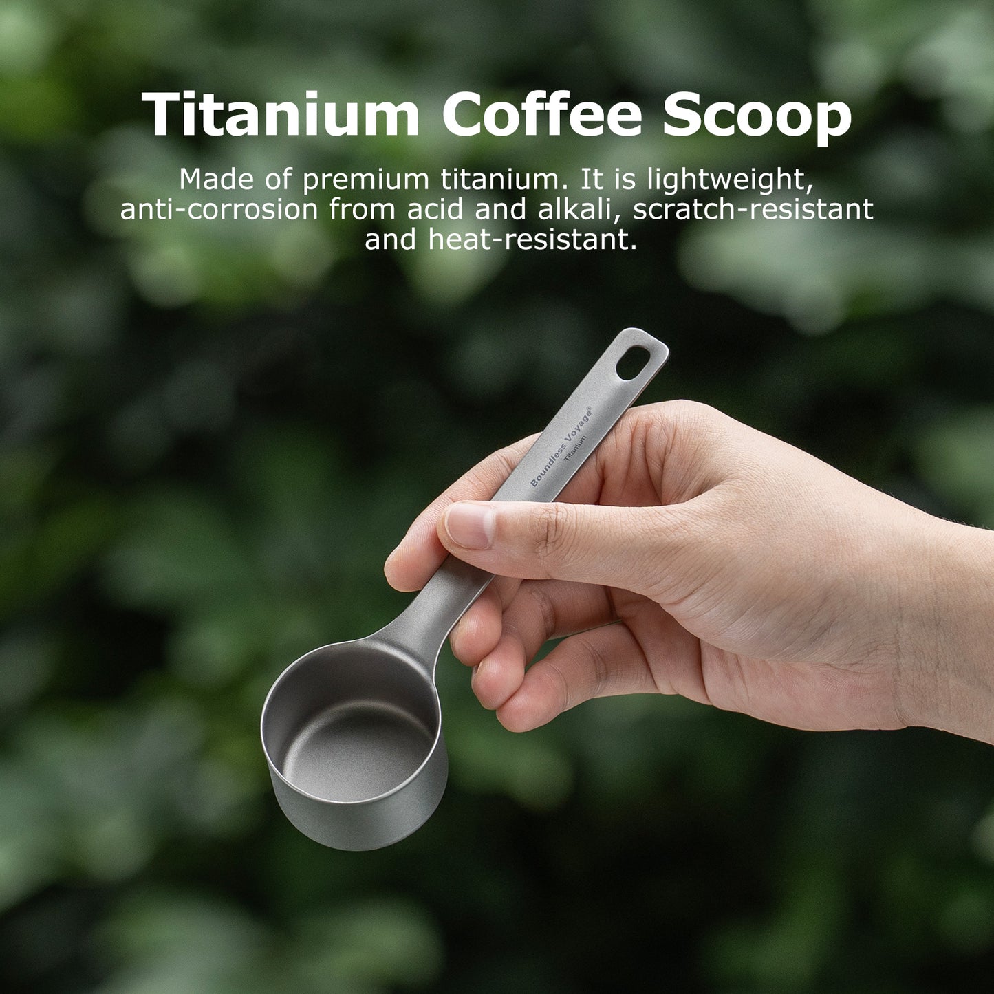 Boundless Voyage Titanium Coffee Scoop Ground Coffee and Beans Measuring Spoon Ice-cream Dessert Tea Sugar Spoon