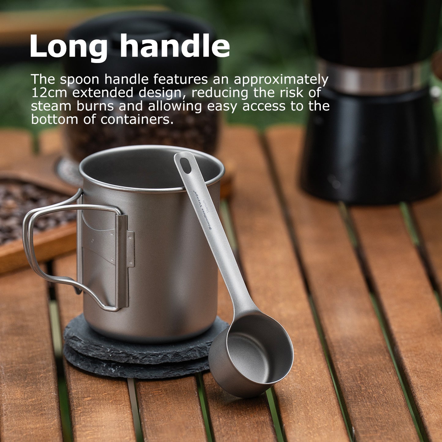 Boundless Voyage Titanium Coffee Scoop Ground Coffee and Beans Measuring Spoon Ice-cream Dessert Tea Sugar Spoon