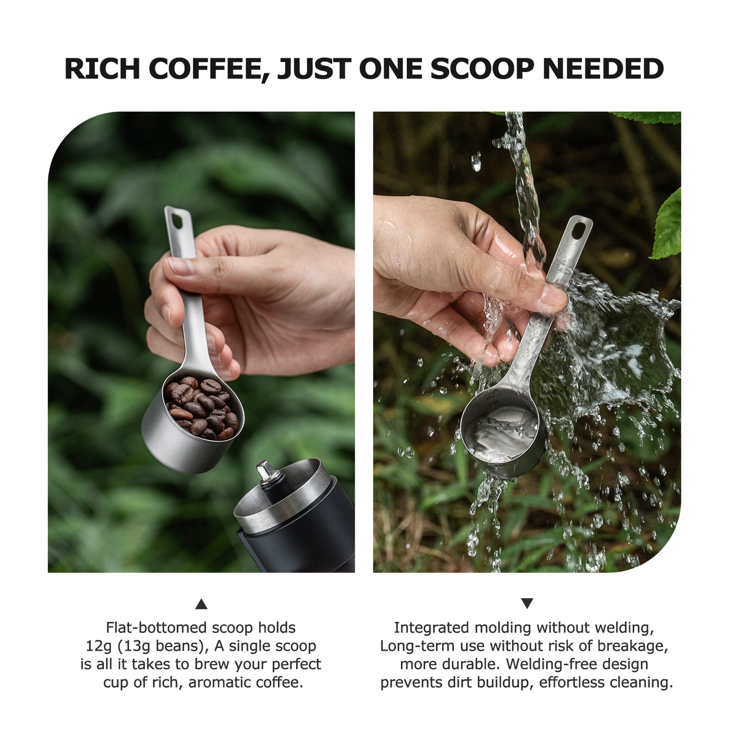 Boundless Voyage Titanium Coffee Scoop Ground Coffee and Beans Measuring Spoon Ice-cream Dessert Tea Sugar Spoon