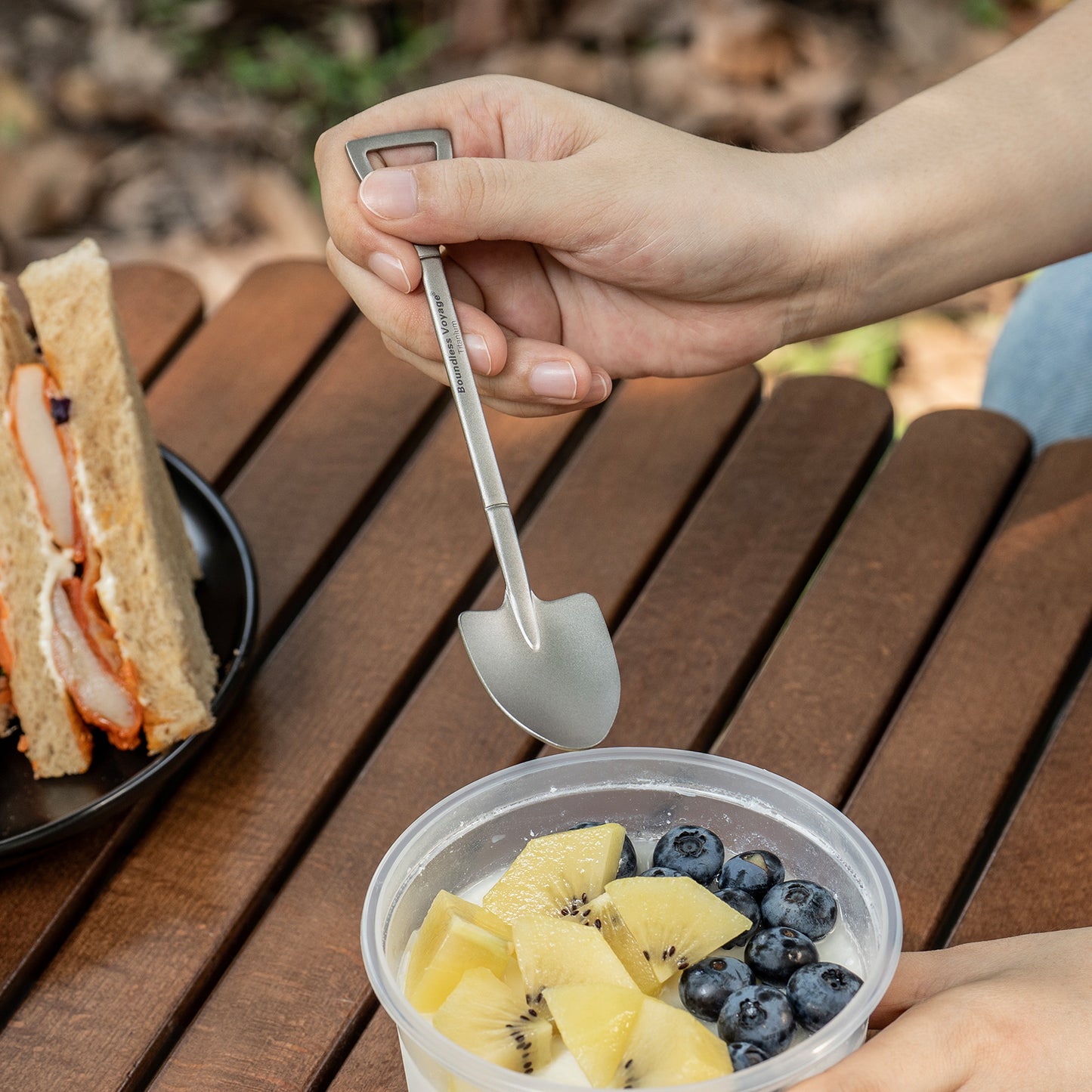 Boundless Voyage Mini Titanium Shovel Spoon – Lightweight, Durable & Cute Dessert Spoon for Ice Cream, Fruit, Camping & Home Use