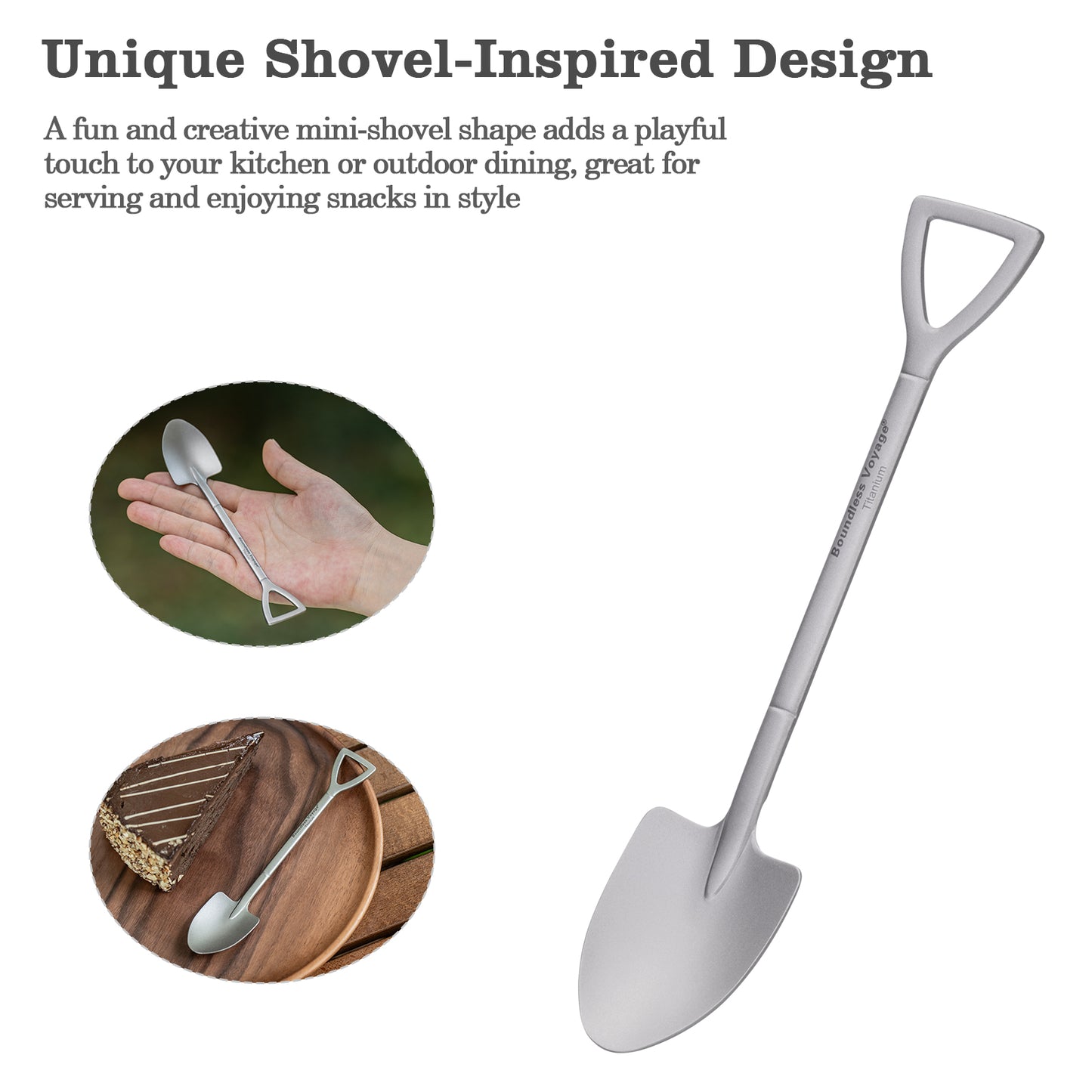 Boundless Voyage Mini Titanium Shovel Spoon – Lightweight, Durable & Cute Dessert Spoon for Ice Cream, Fruit, Camping & Home Use