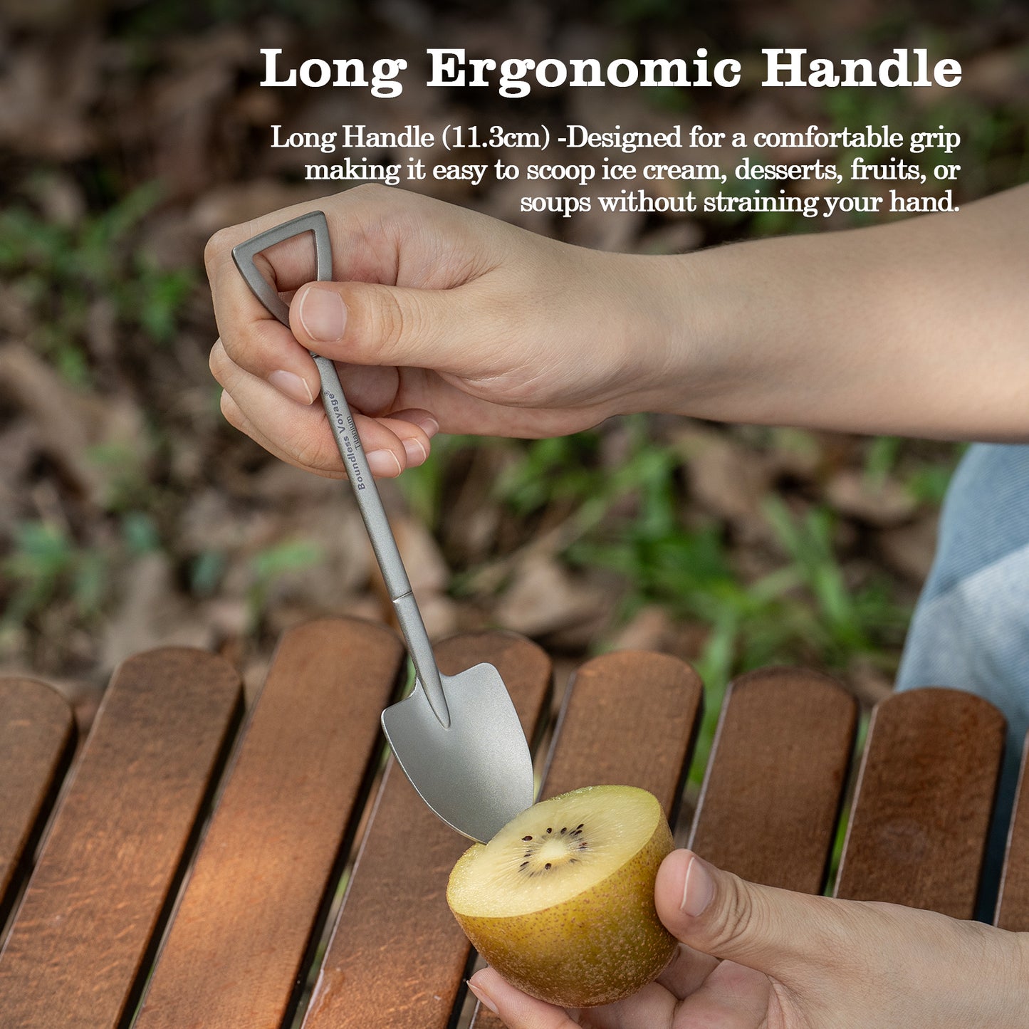 Boundless Voyage Mini Titanium Shovel Spoon – Lightweight, Durable & Cute Dessert Spoon for Ice Cream, Fruit, Camping & Home Use