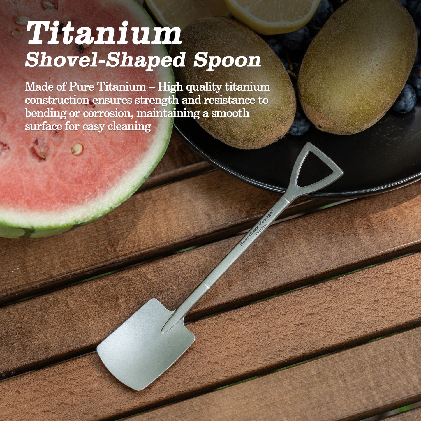 Boundless Voyage Mini Shovel-Shaped Titanium Spoon – Creative Lightweight Dessert Spoon for Outdoor & Home