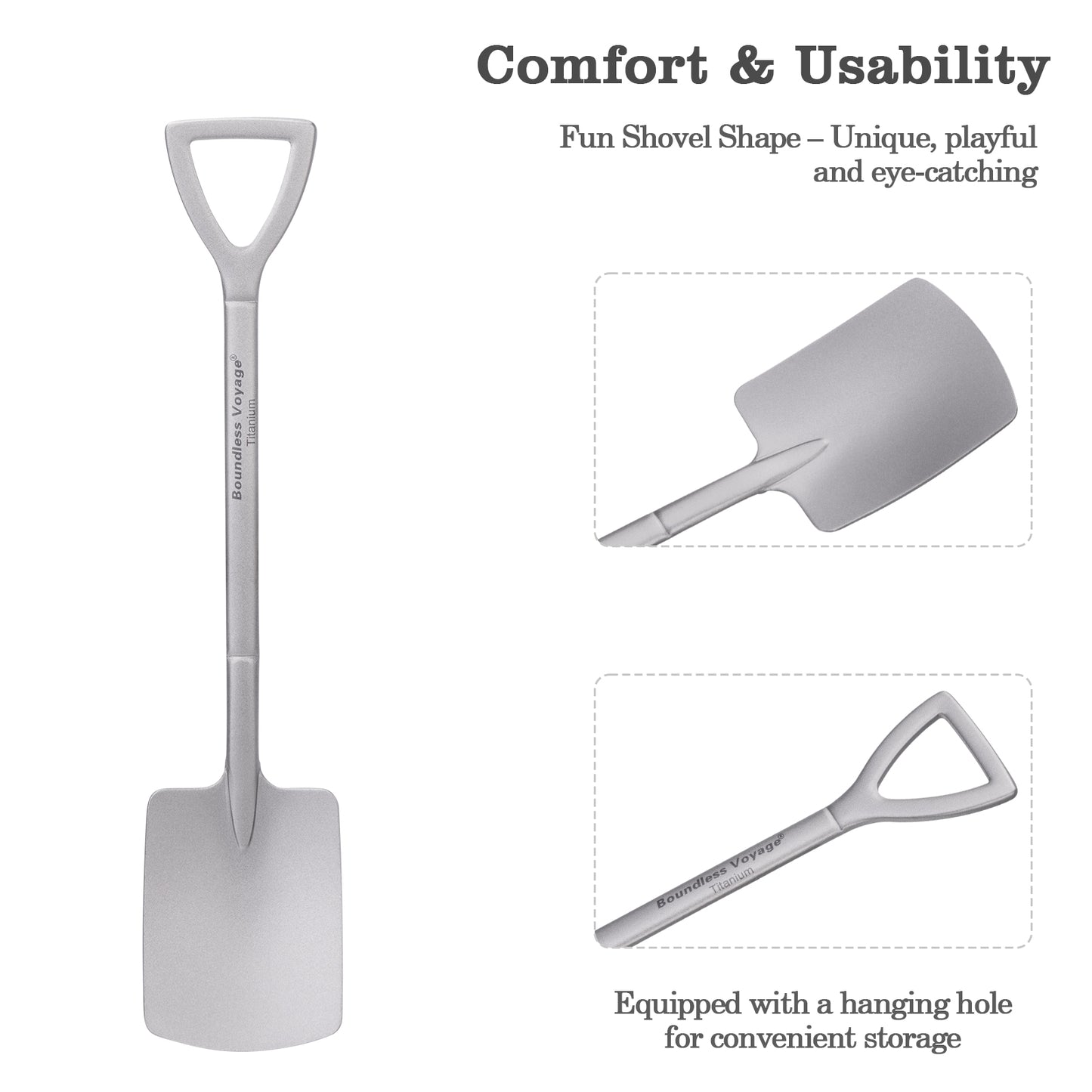 Boundless Voyage Mini Shovel-Shaped Titanium Spoon – Creative Lightweight Dessert Spoon for Outdoor & Home