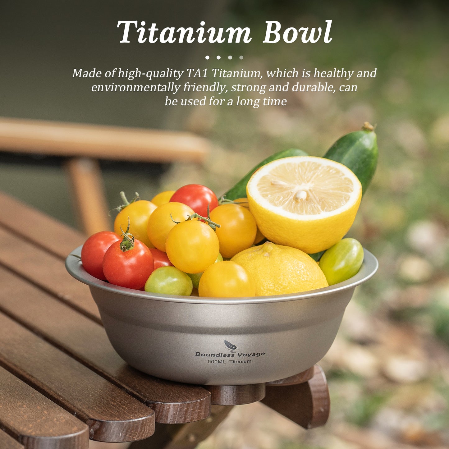 Boundless Voyage Titanium Bowl 500ml – Ultralight & Portable Camping Tableware for Outdoor Adventures