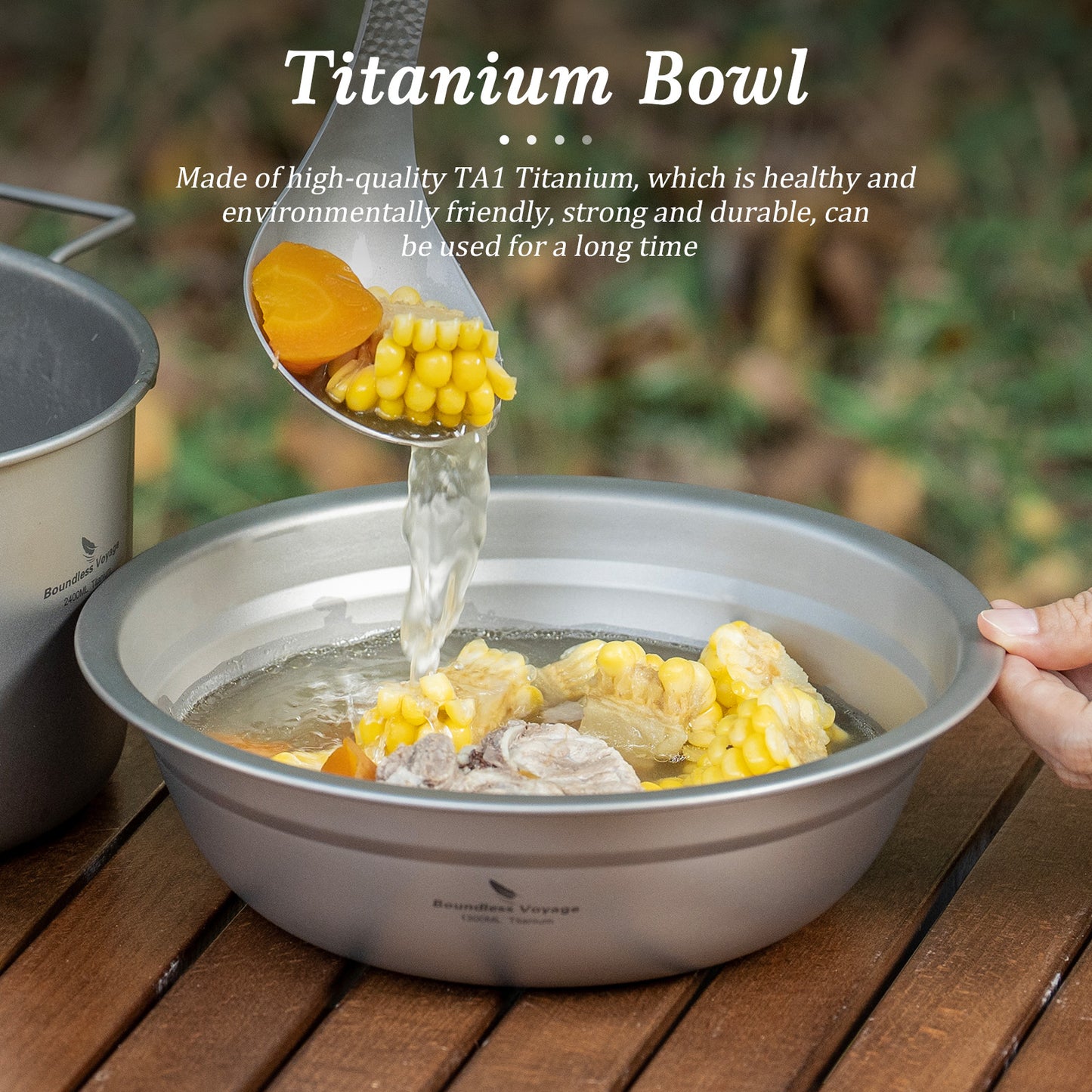 Boundless Voyage 1300ml Titanium Bowl – Eco-Friendly, Ultralight & Durable | Outdoor Camping, Travel & Portable Tableware