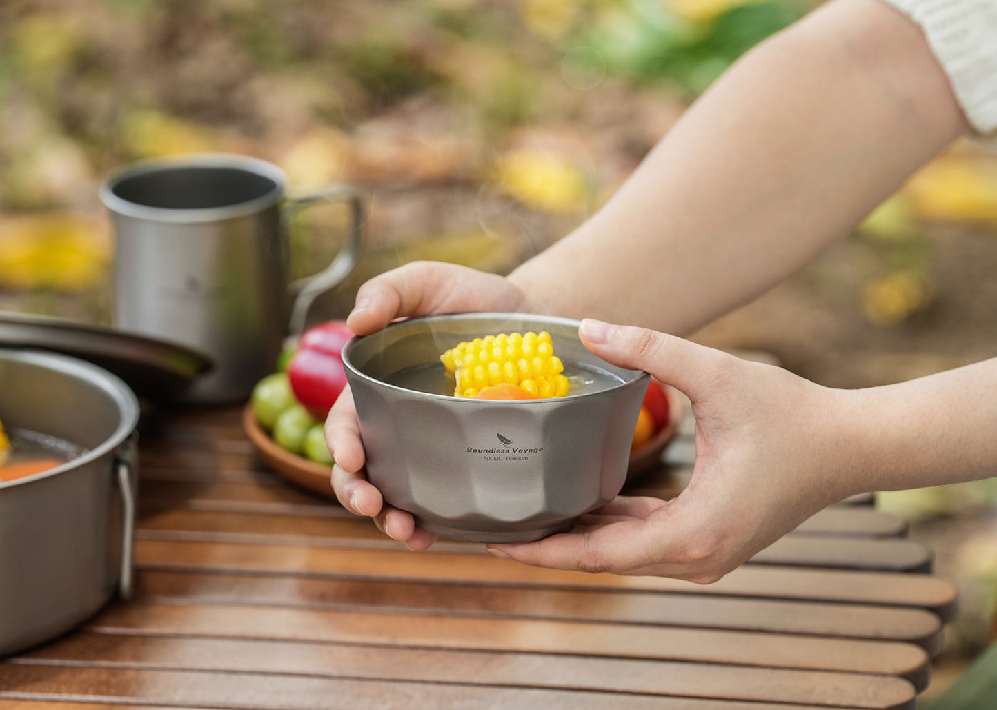 Boundless Voyage 500ml Titanium Double-Walled Bowl – Anti-Scalding, Lightweight & Rust-Proof for Camping, Hiking, Outdoor & Home Use