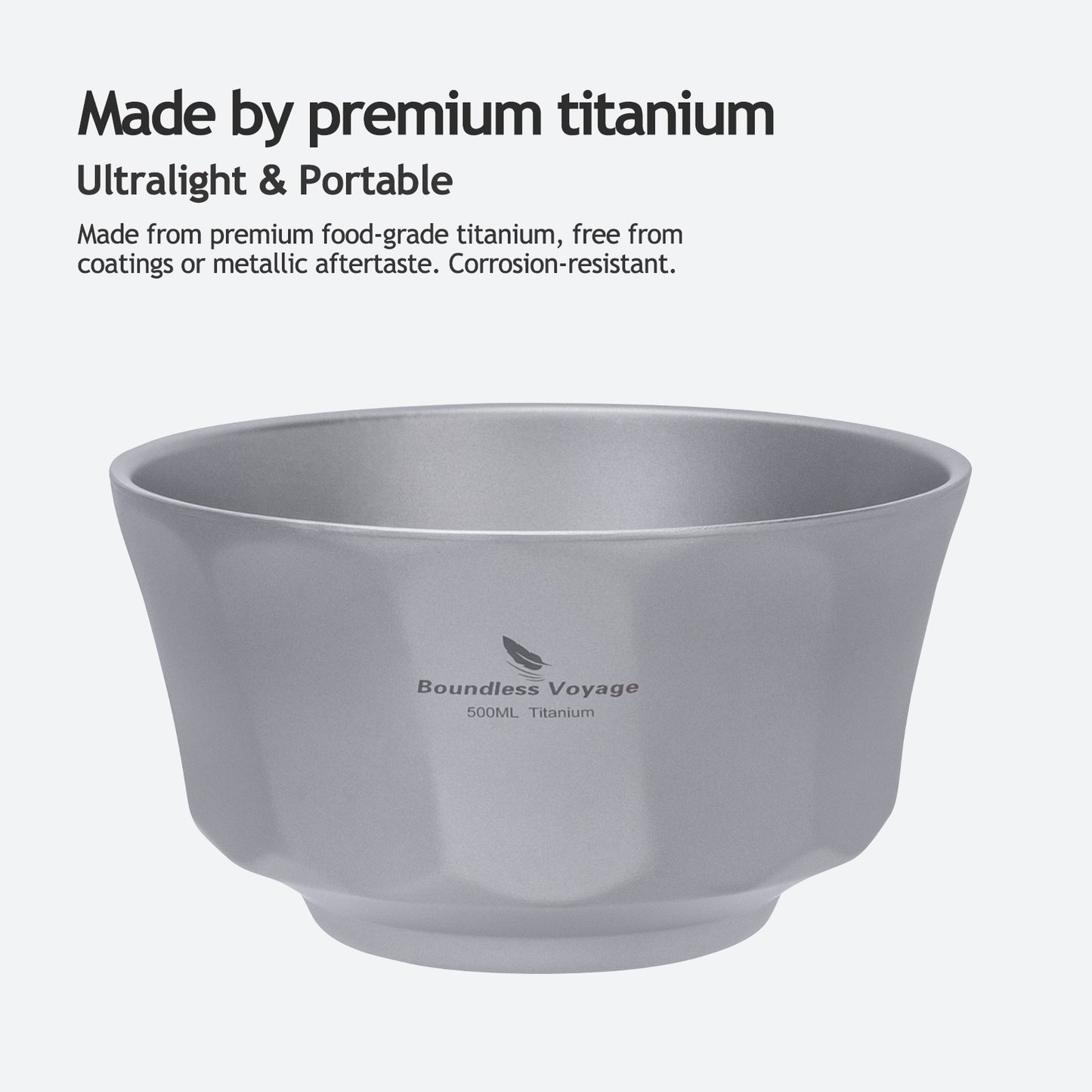 Boundless Voyage 500ml Titanium Double-Walled Bowl – Anti-Scalding, Lightweight & Rust-Proof for Camping, Hiking, Outdoor & Home Use