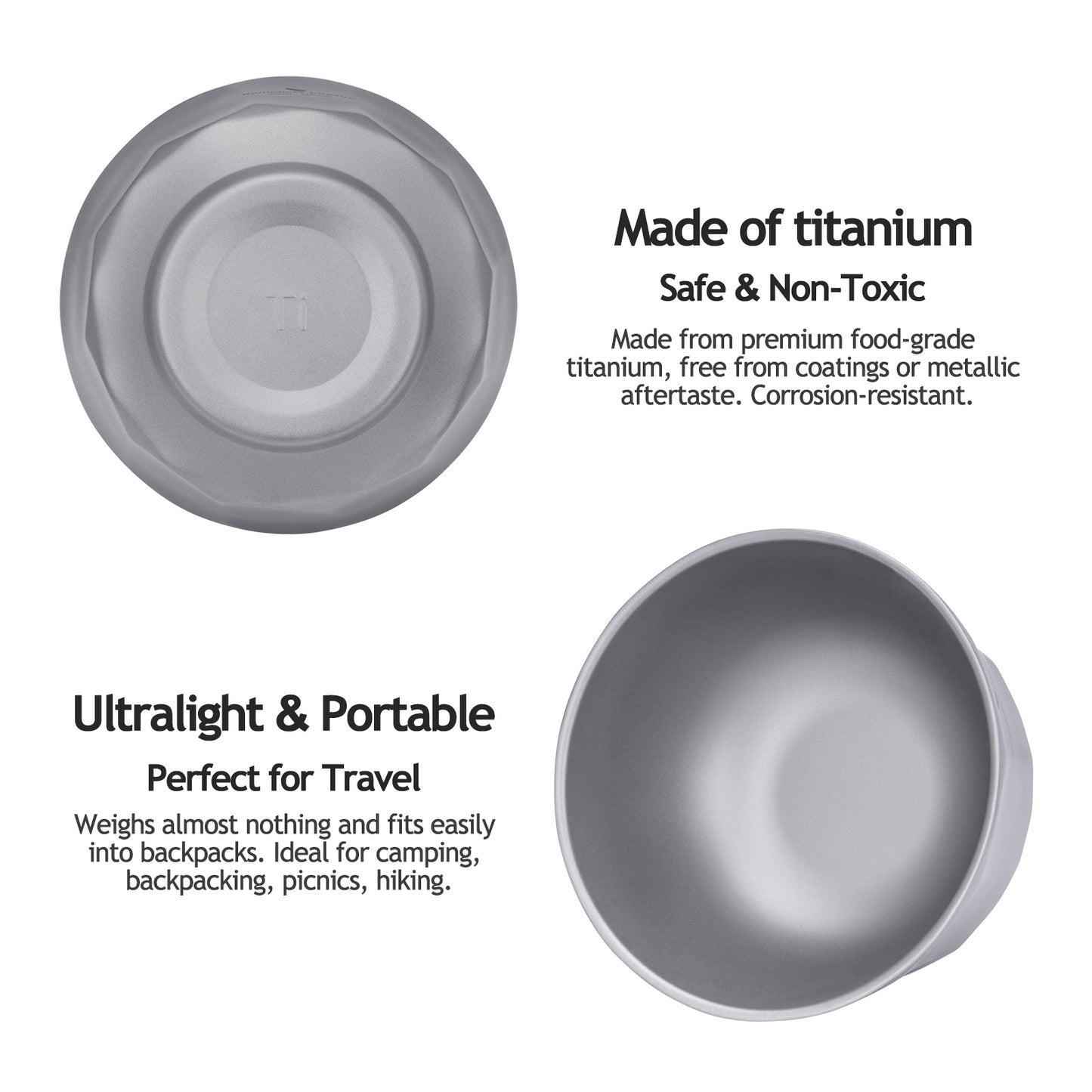 Boundless Voyage 500ml Titanium Double-Walled Bowl – Anti-Scalding, Lightweight & Rust-Proof for Camping, Hiking, Outdoor & Home Use