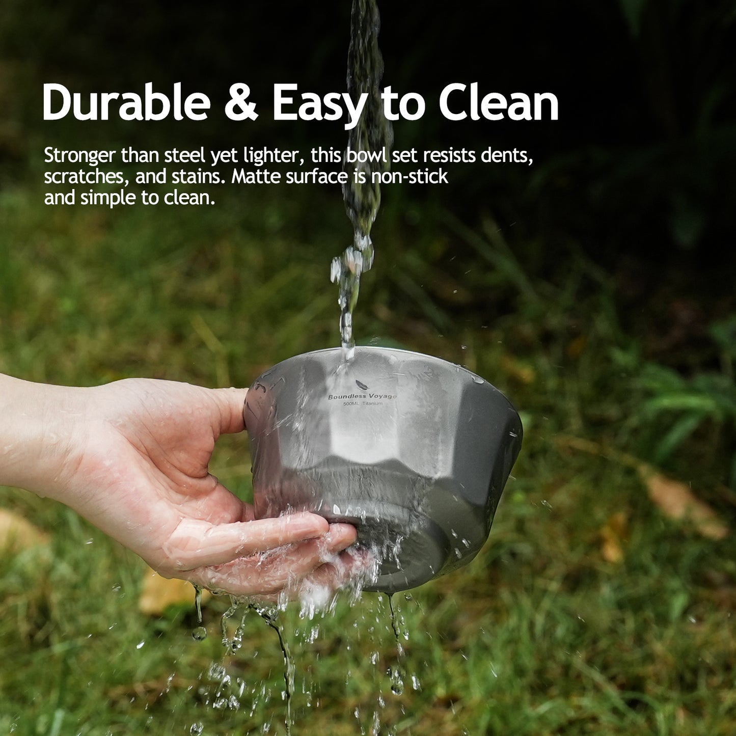 Boundless Voyage 500ml Titanium Double-Walled Bowl – Anti-Scalding, Lightweight & Rust-Proof for Camping, Hiking, Outdoor & Home Use