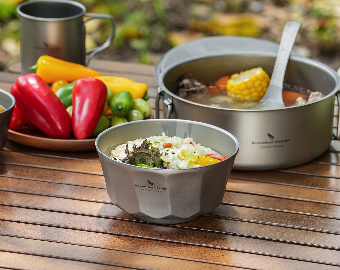 Boundless Voyage Titanium Double-Walled Bowl 800ml Anti-Scalding Lightweight, Rust-Proof, for Camping, Hiking, Outdoor & Home Use