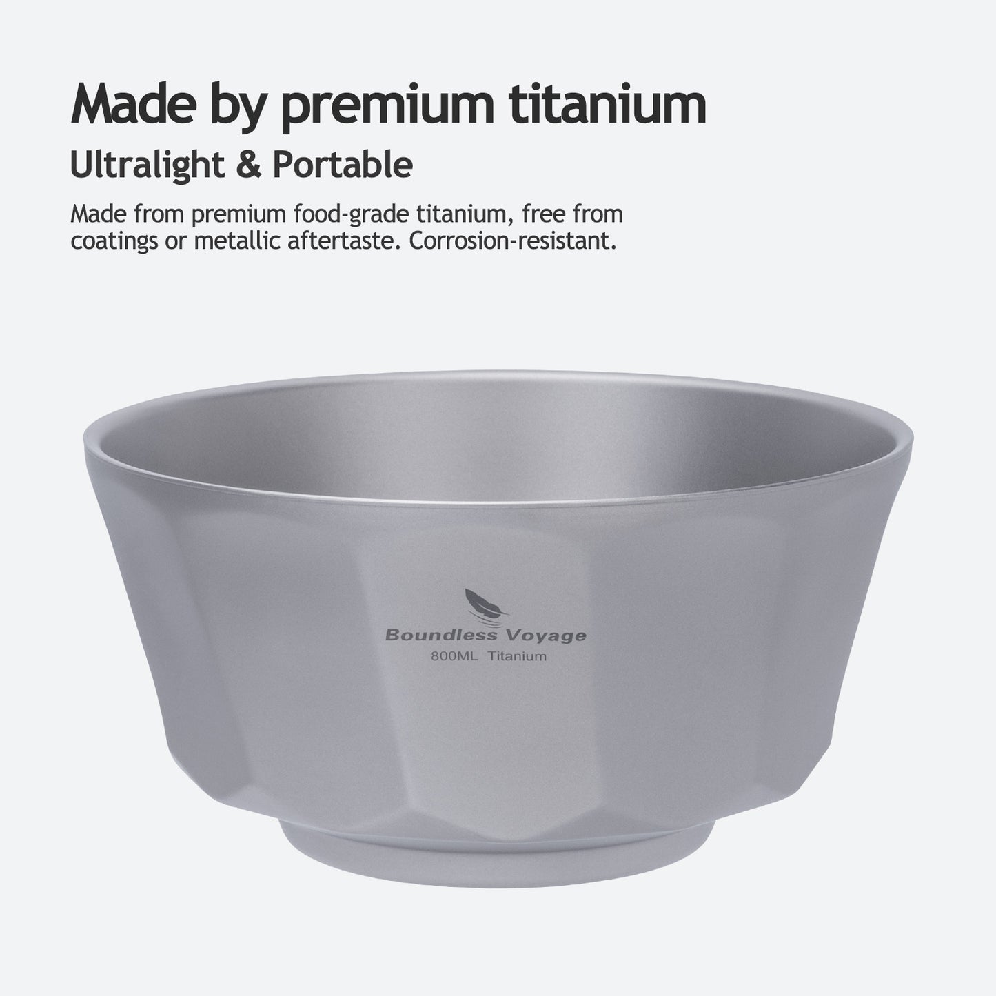 Boundless Voyage Titanium Double-Walled Bowl 800ml Anti-Scalding Lightweight, Rust-Proof, for Camping, Hiking, Outdoor & Home Use
