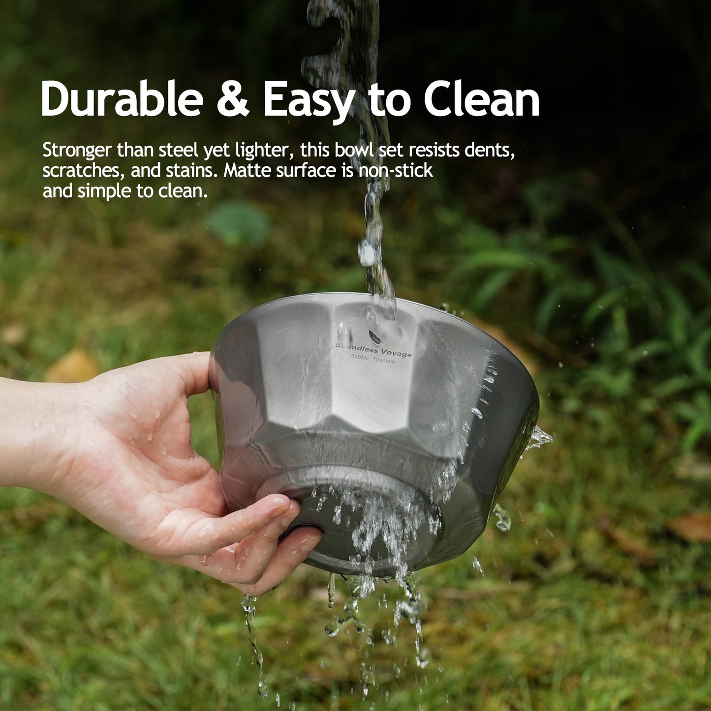 Boundless Voyage Titanium Double-Walled Bowl 800ml Anti-Scalding Lightweight, Rust-Proof, for Camping, Hiking, Outdoor & Home Use