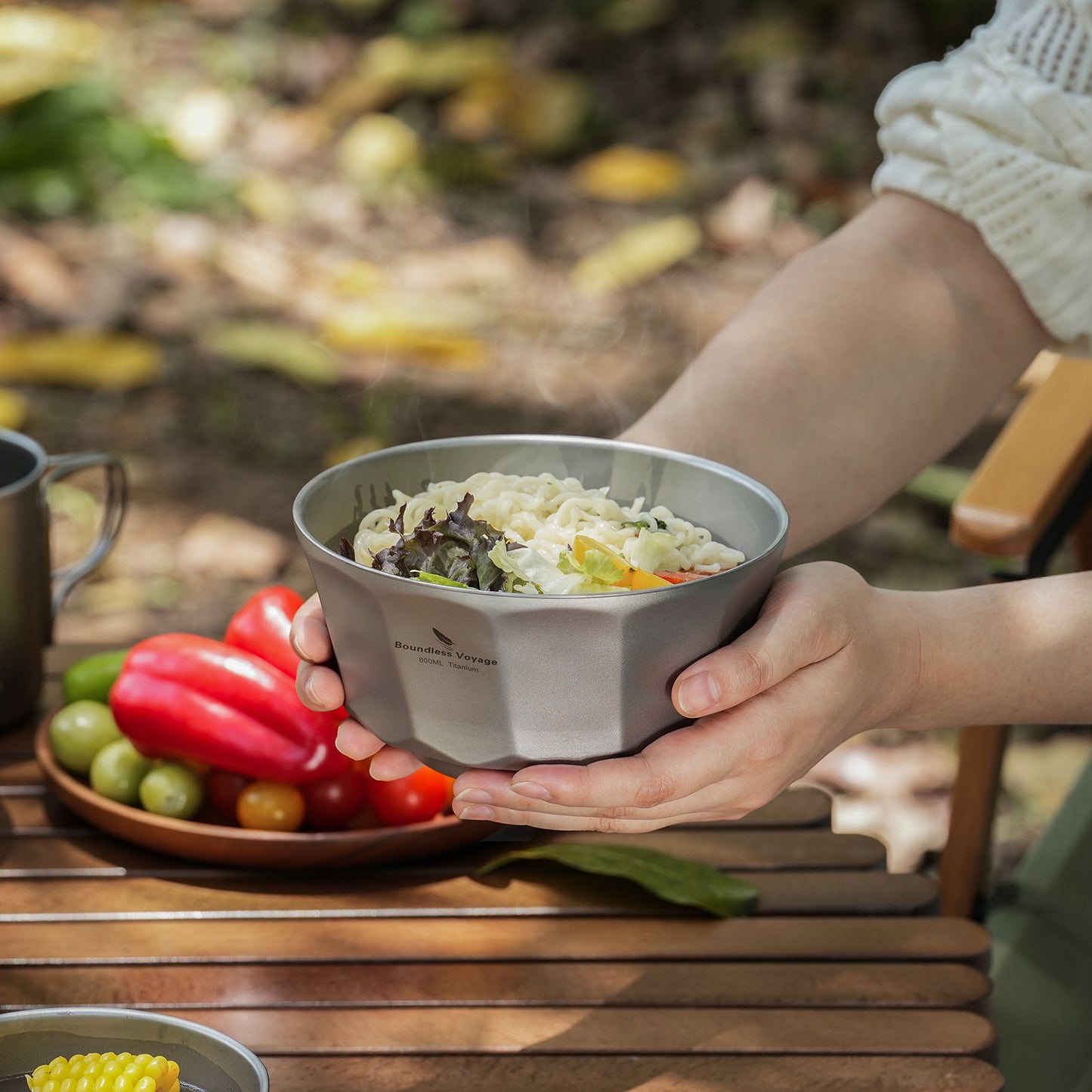 Boundless Voyage Titanium Double-Walled Bowl 500ml & 800ml Anti-Scalding Lightweight, Rust-Proof, for Camping, Hiking, Outdoor & Home Use