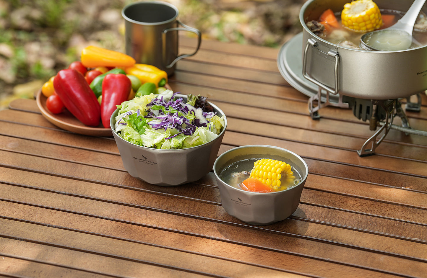 Boundless Voyage Titanium Double-Walled Bowl 500ml & 800ml Anti-Scalding Lightweight, Rust-Proof, for Camping, Hiking, Outdoor & Home Use