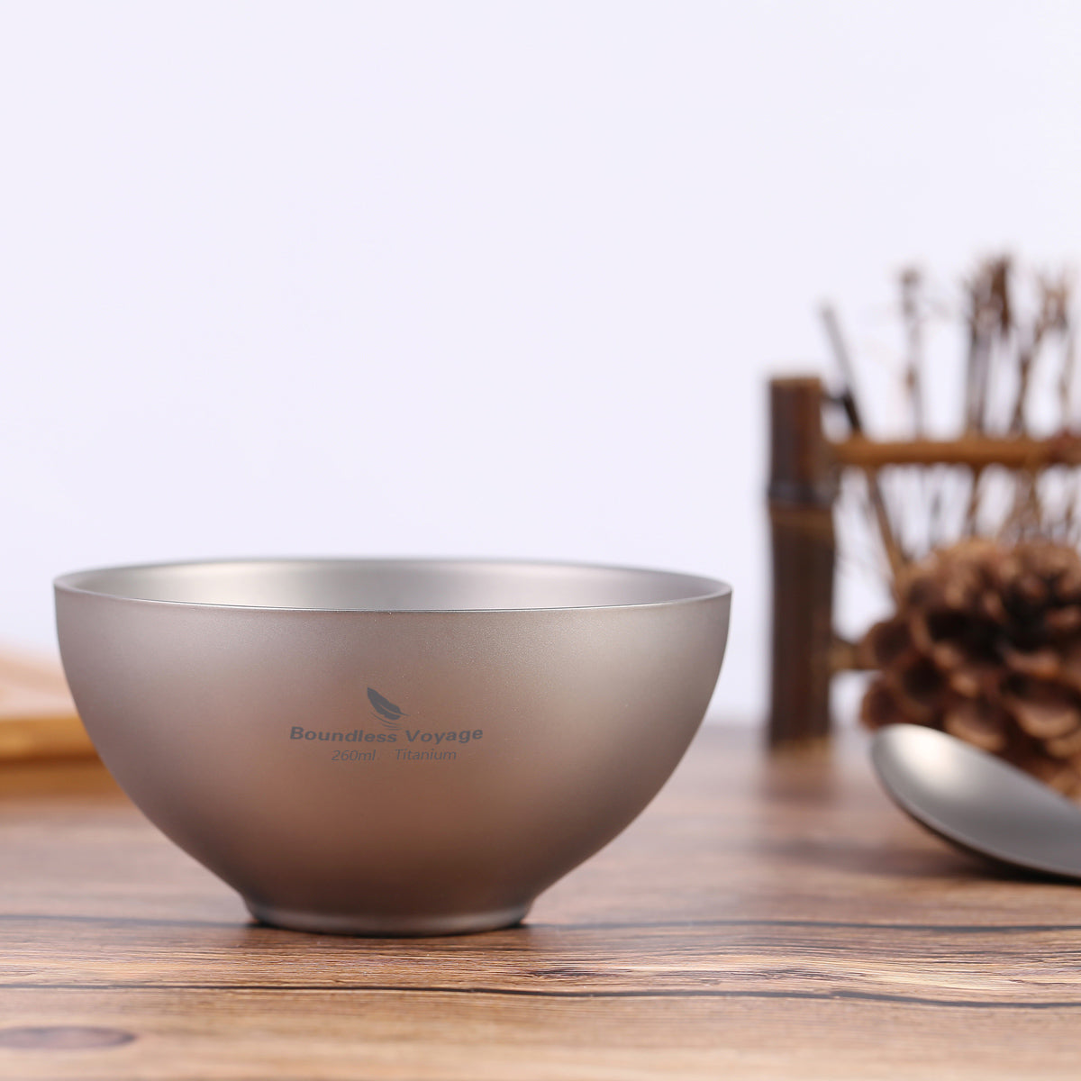 Boundless Voyage Titanium Double-Wall Bowl 260ml For Outdoor Camping Home Tableware Lightweight