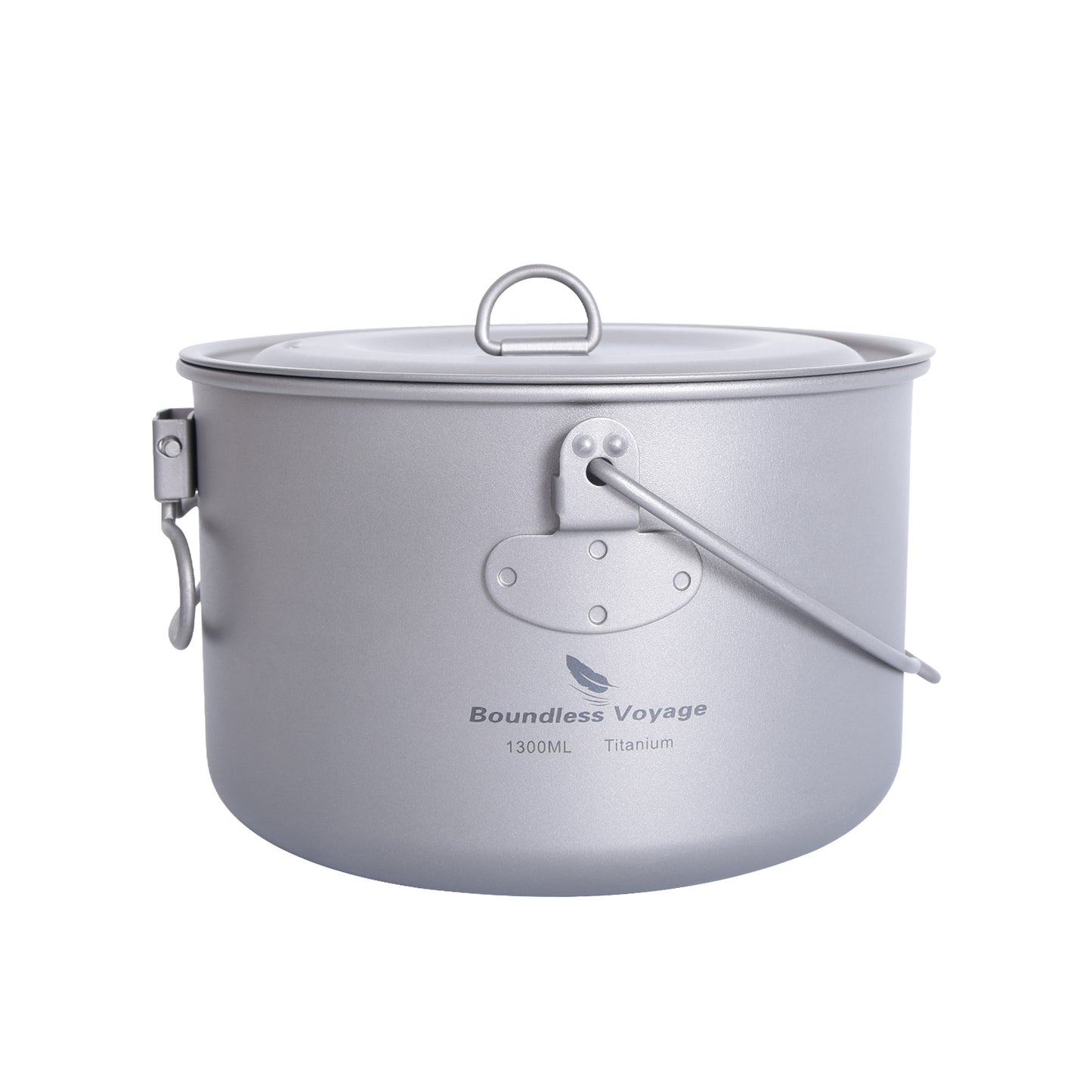 Boundless Voyage For Outdoor Camping Titanium Pot 1300ml with Lid Folding Handle Hiking Picnic Portable Soup Pot