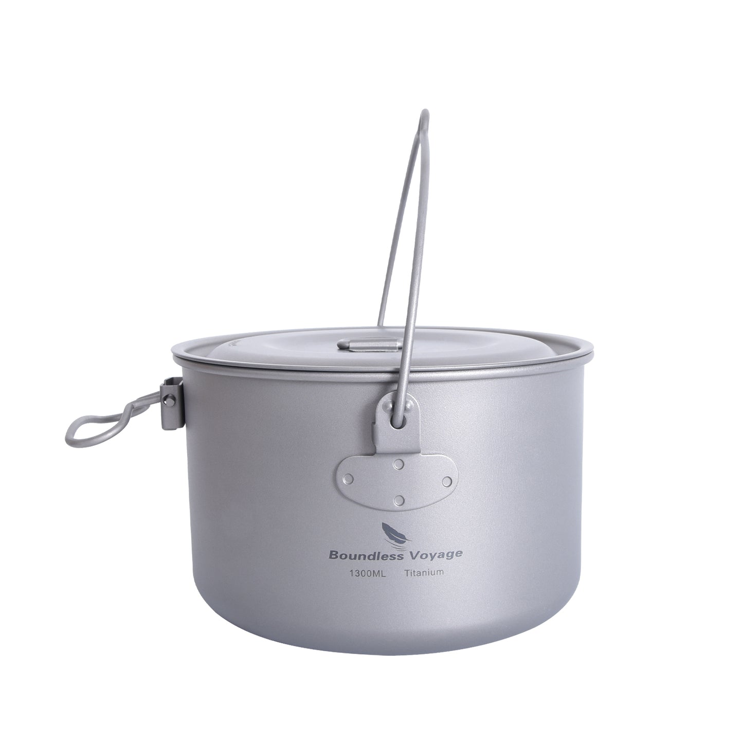 Boundless Voyage For Outdoor Camping Titanium Pot 1300ml with Lid Folding Handle Hiking Picnic Portable Soup Pot