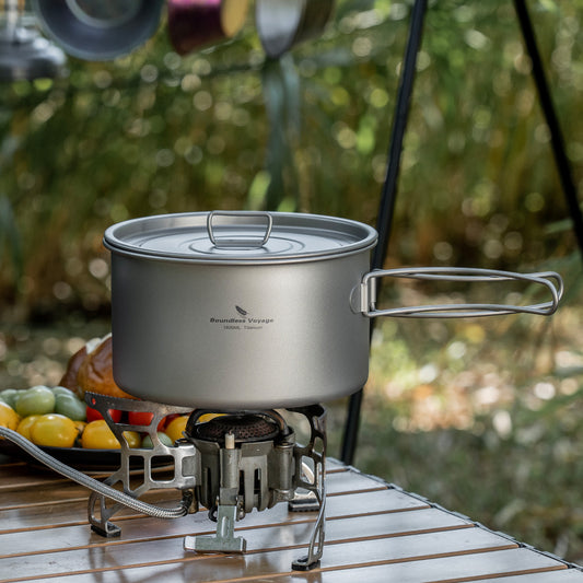Boundless Voyage 1800ml TA1 Titanium Lightweight Pot – Portable Outdoor Cooking Set for Hiking, Backpacking, Trekking, Camping & Fishing