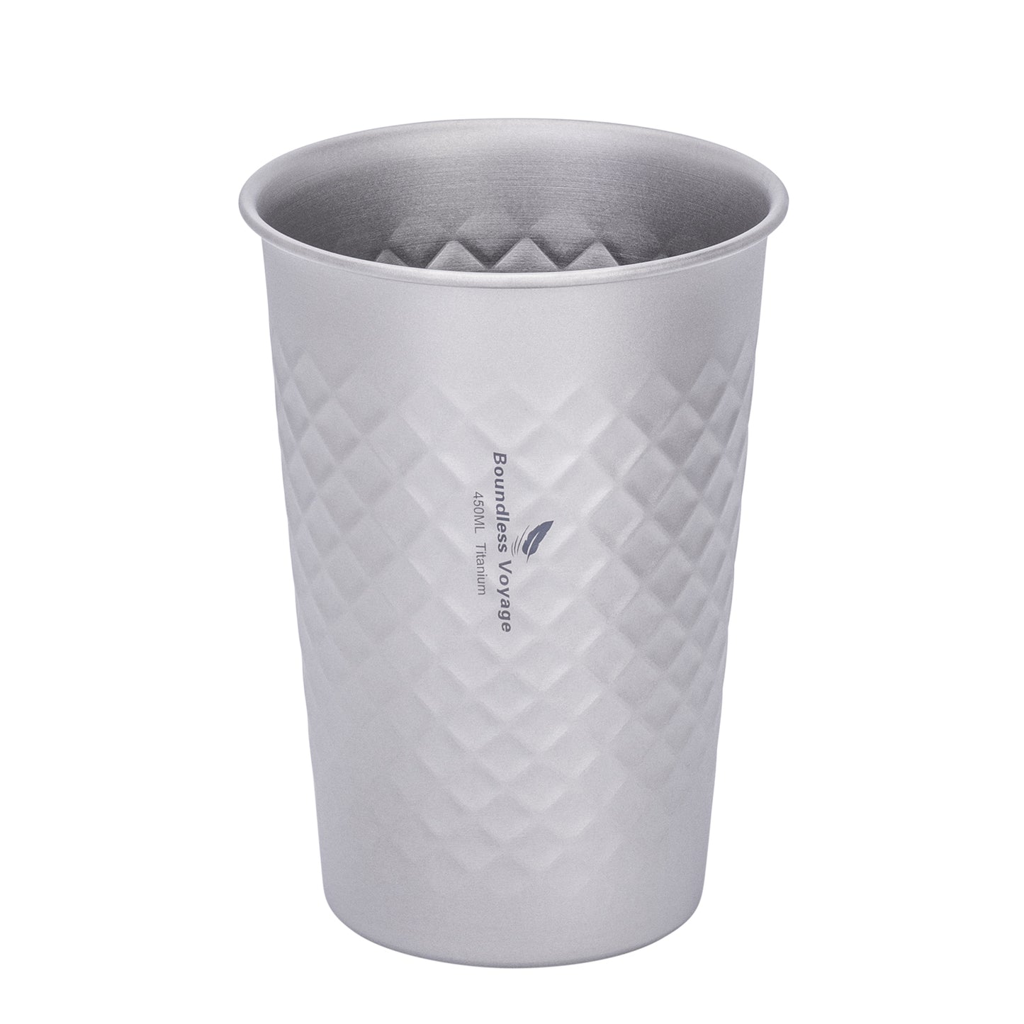 Boundless Voyage Titanium Stackable Cup 450ml – Ultralight Reusable Metal Drinking Glass for Beer, Juice, Camping & Outdoor Adventures