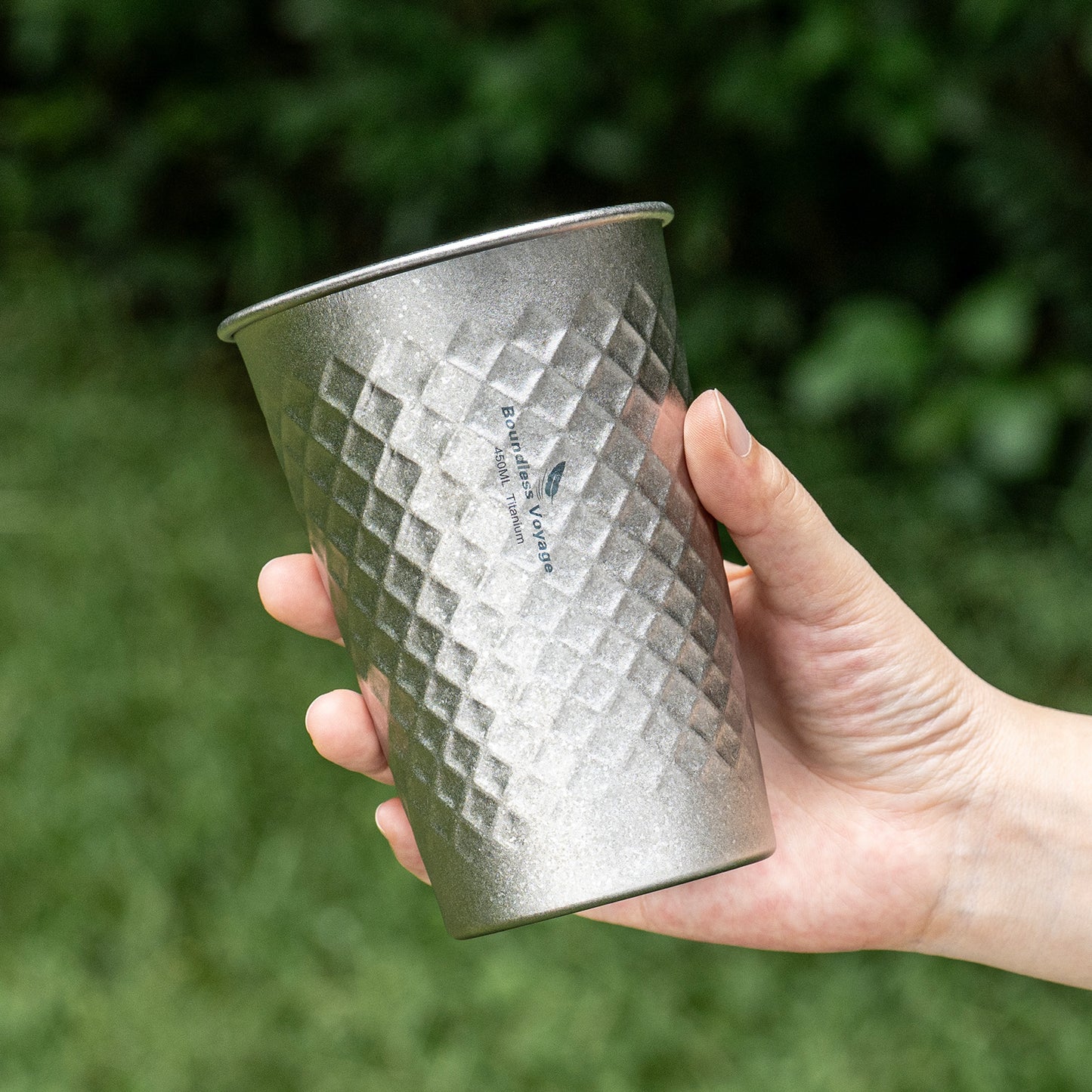 Boundless Voyage Titanium 450ml Stackable Cup – Premium Reusable Metal Drinking Glass for Beer, Juice, Camping & Outdoor Use