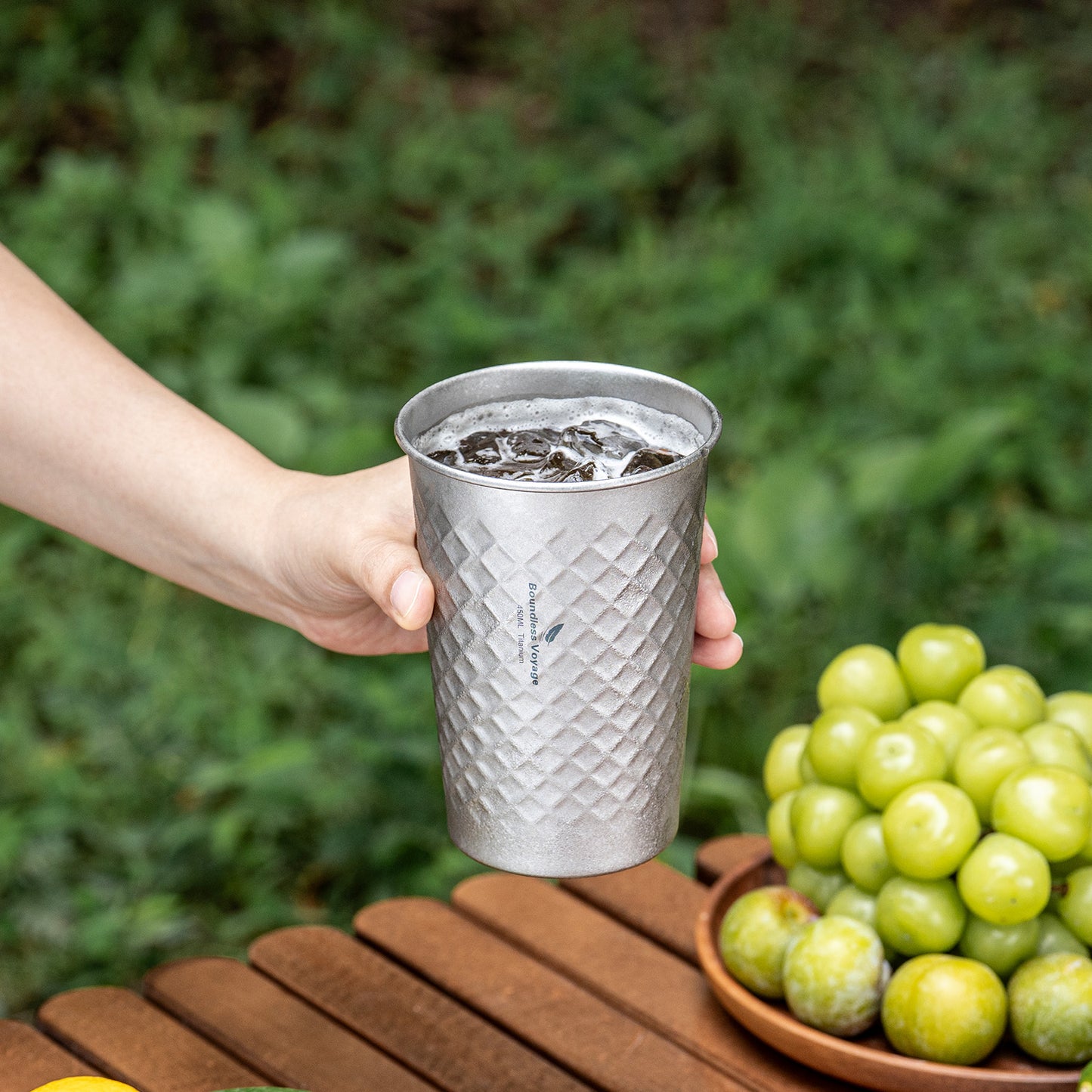 Boundless Voyage Titanium Cup 400ML Stackable Premium Metal Drinking Cups Reusable Beer Juice Cup Suitable for Home, Party, Camping, Outdoor