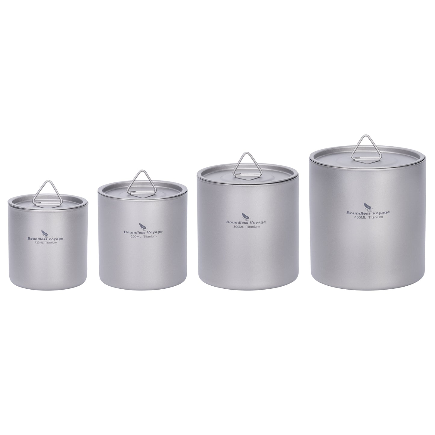 Boundless Voyage Titanium Double-wall Cup with Lid 120ml / 200ml / 300ml / 400ml Ultralight Insulated Camping Mug Set