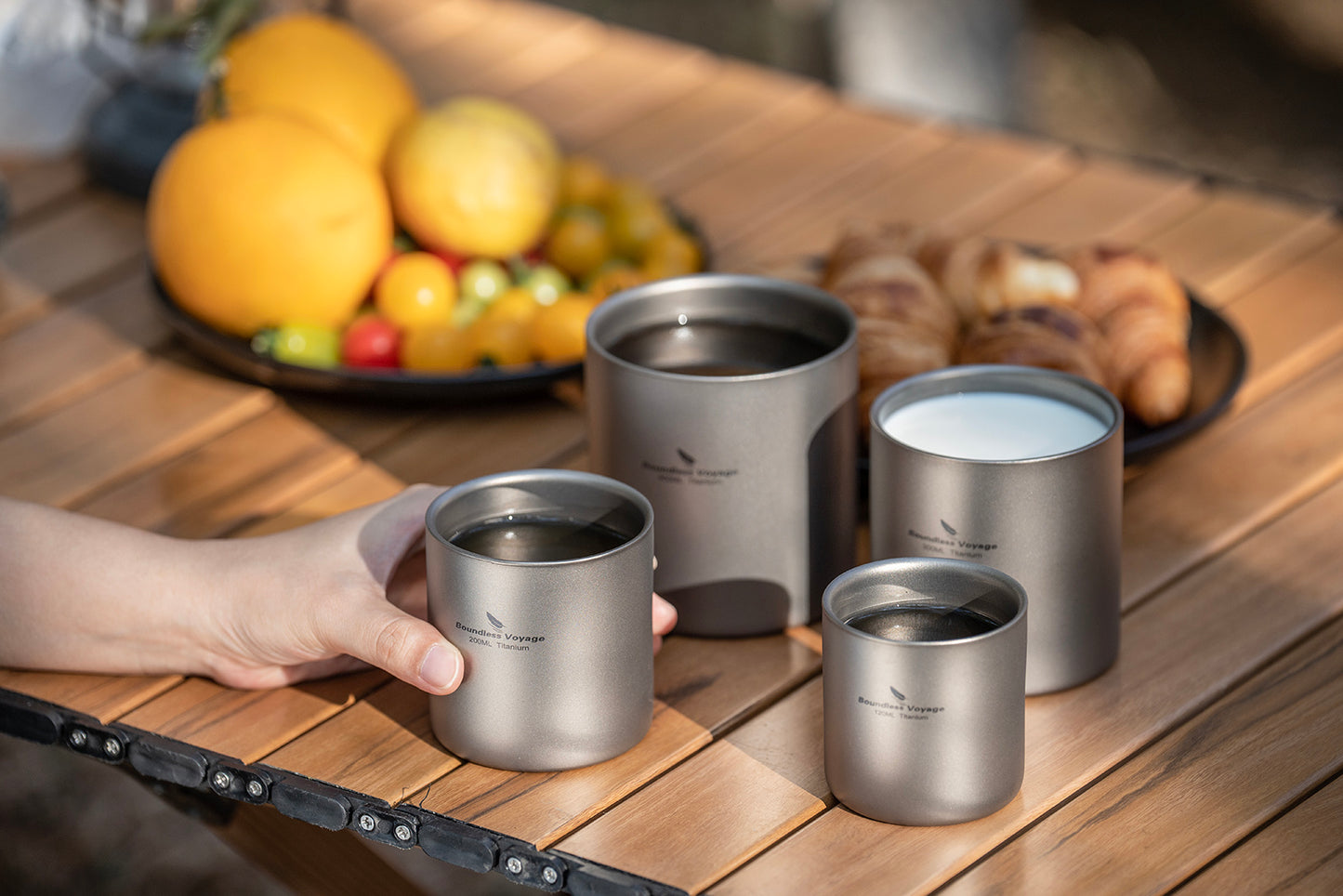 Boundless Voyage Titanium Double-wall Cup with Lid 400ml Ultralight Insulated Camping Mug