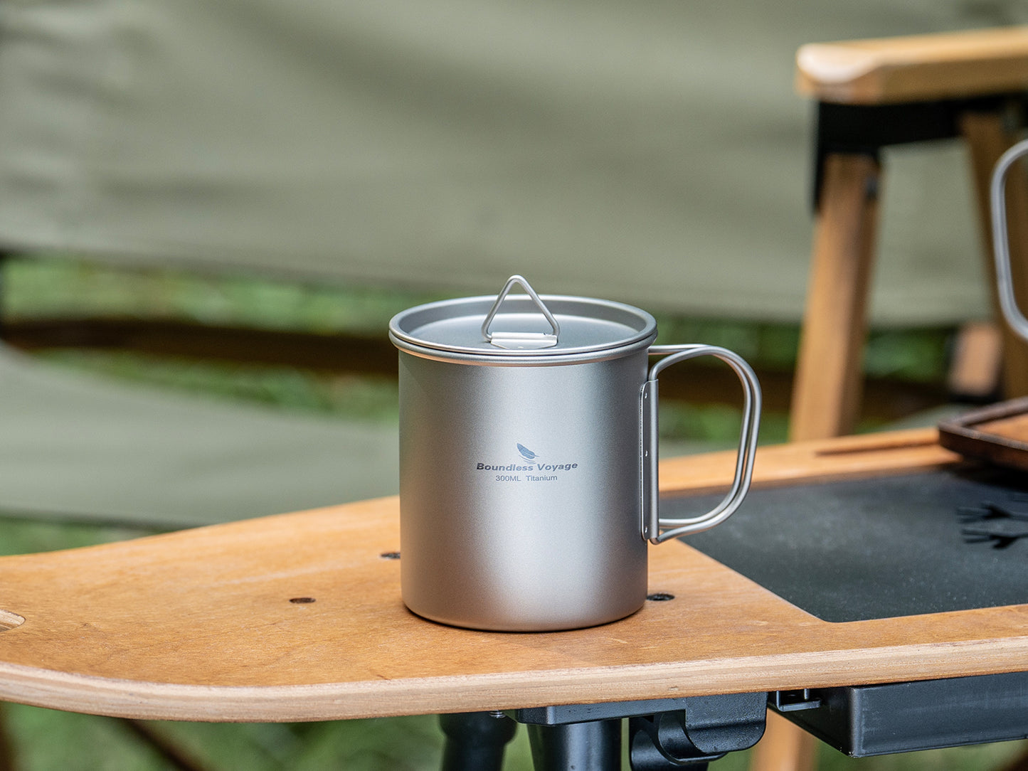 Boundless Voyage 300ml Titanium Camping Cup with Lid | Stackable Ultralight Mug Pot for Backpacking, Hiking & Travel | Durable Portable Outdoor Cookware