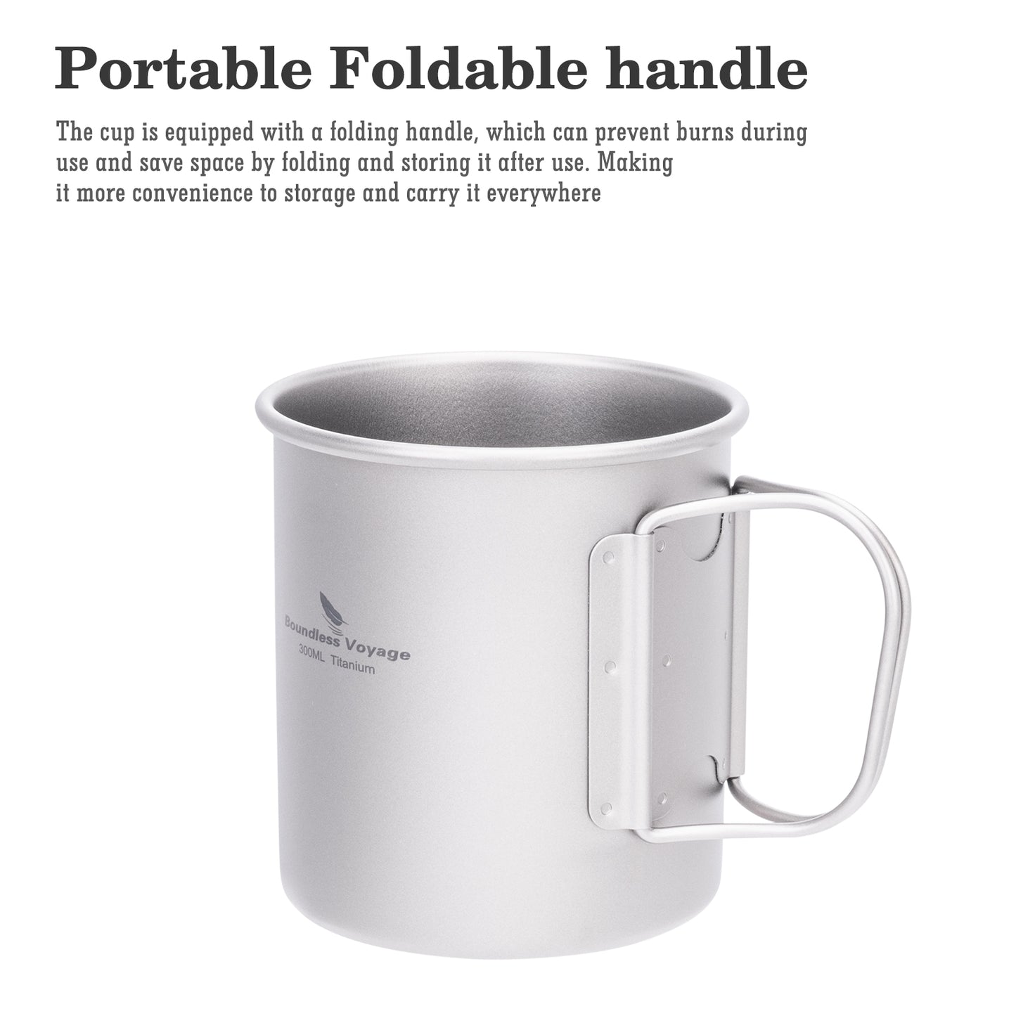 Boundless Voyage 300ml Titanium Camping Cup with Lid | Stackable Ultralight Mug Pot for Backpacking, Hiking & Travel | Durable Portable Outdoor Cookware