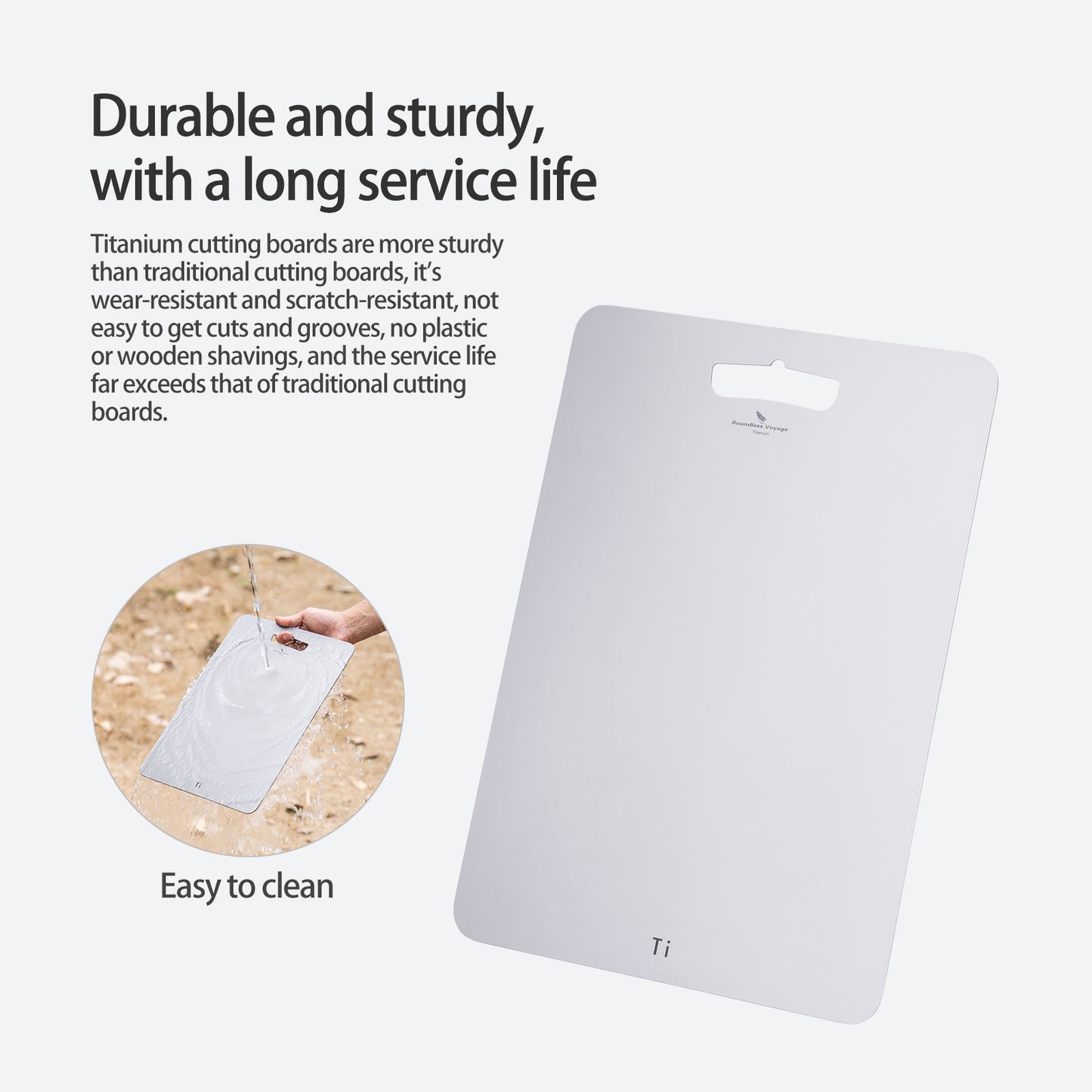Boundless Voyage Titanium Cutting Board M Size Home Outdoor Camping Fruits Vegetable Meat Chopping Block Cutting Board
