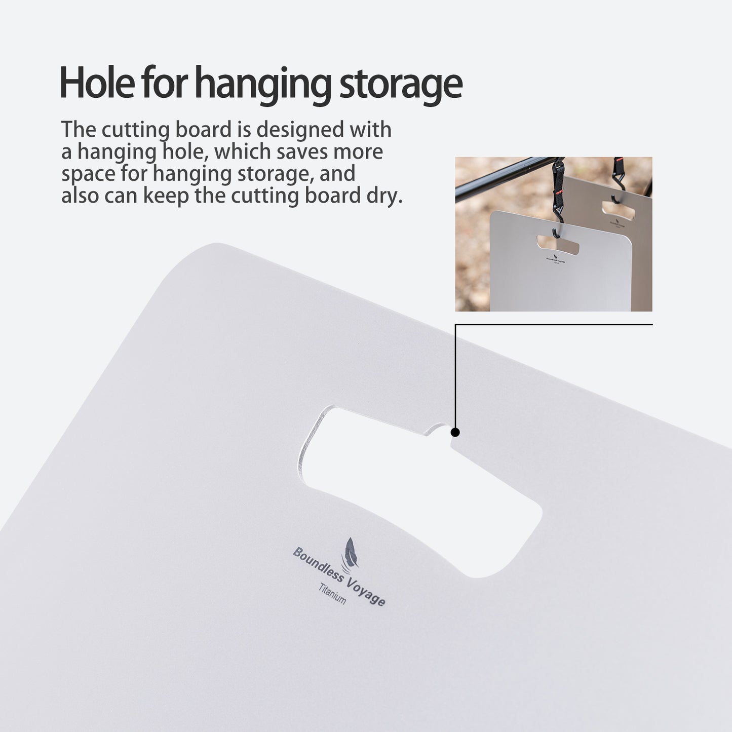 Boundless Voyage Titanium Cutting Board M Size Home Outdoor Camping Fruits Vegetable Meat Chopping Block Cutting Board