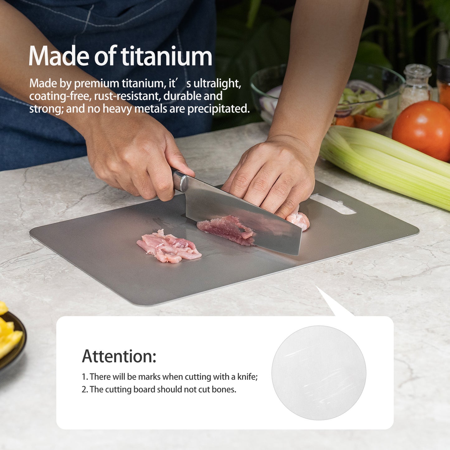 Boundless Voyage Titanium Cutting Board M Size Home Outdoor Camping Fruits Vegetable Meat Chopping Block Cutting Board