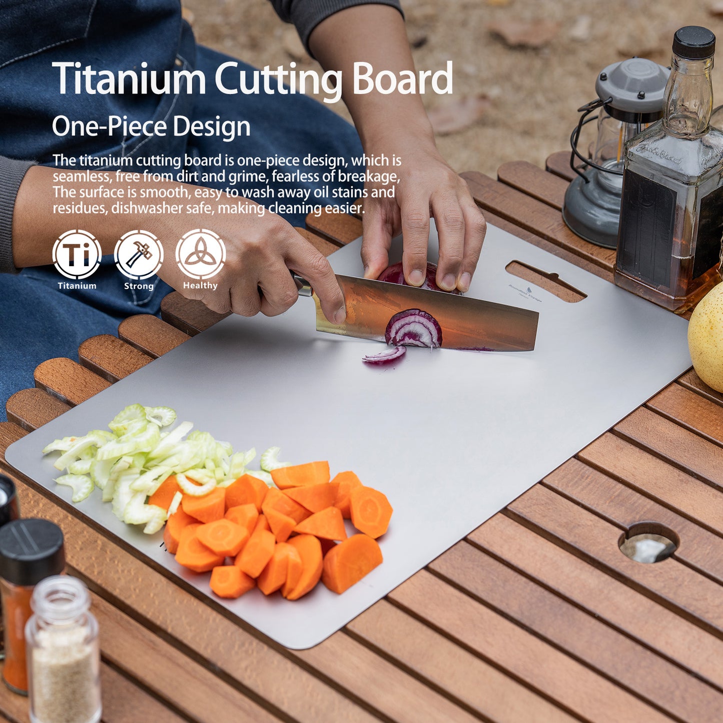 Boundless Voyage Titanium Cutting Board L Size Home Outdoor Camping Fruits Vegetable Meat Chopping Block Cutting Board
