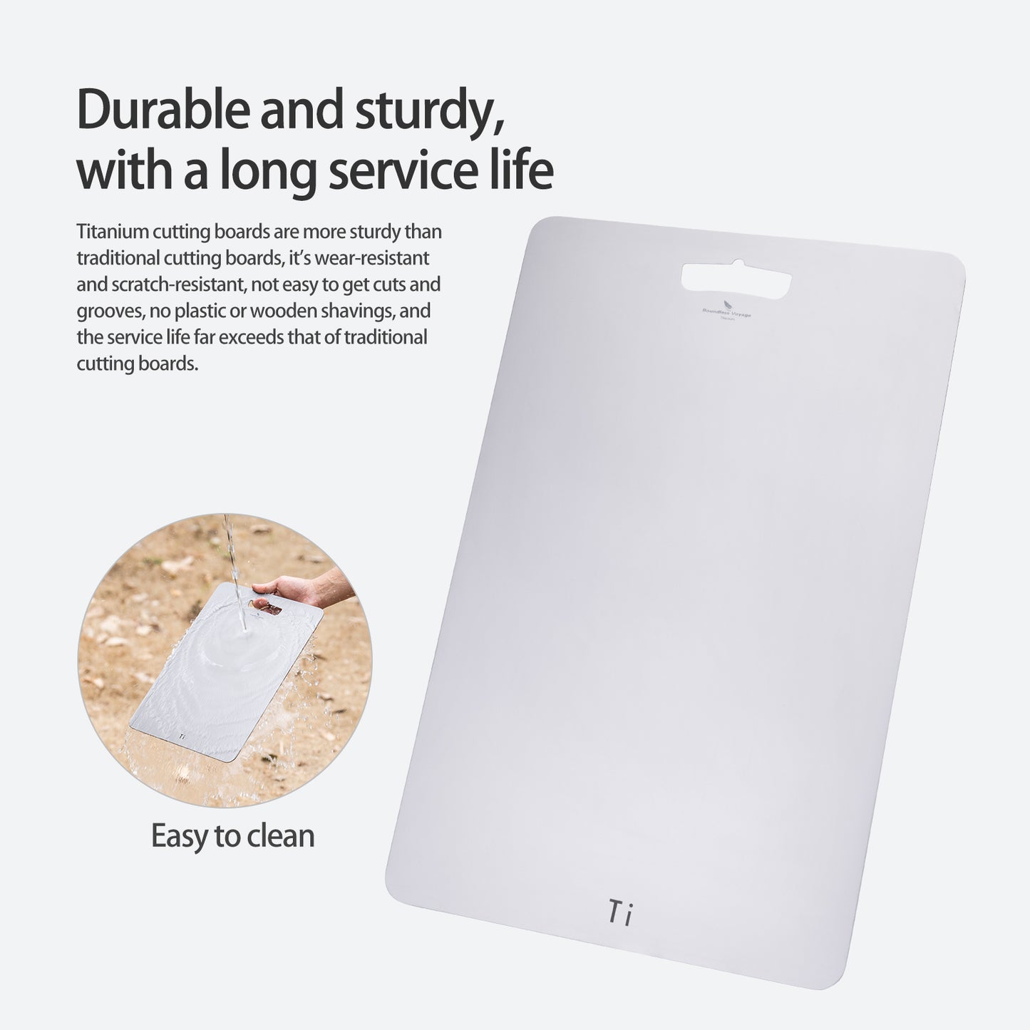 Boundless Voyage Titanium Cutting Board L Size Home Outdoor Camping Fruits Vegetable Meat Chopping Block Cutting Board