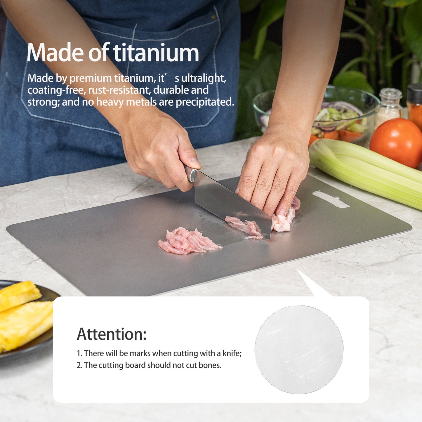 Boundless Voyage Titanium Cutting Board L Size Home Outdoor Camping Fruits Vegetable Meat Chopping Block Cutting Board