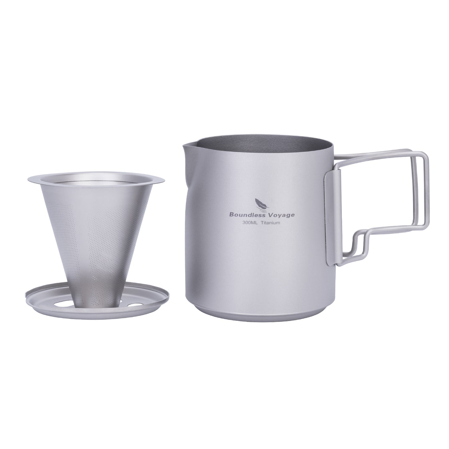 Boundless Voyage Titanium Pour Over Coffee Maker Set – 300ml Portable Camping Mug with Detachable Dripper