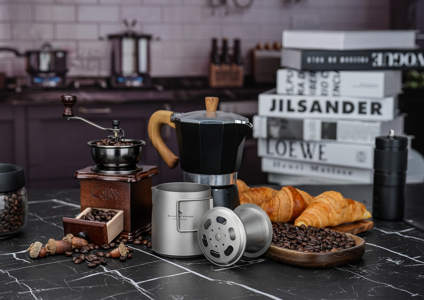 Boundless Voyage Titanium Pour Over Coffee Maker Set – 300ml Portable Camping Mug with Detachable Dripper