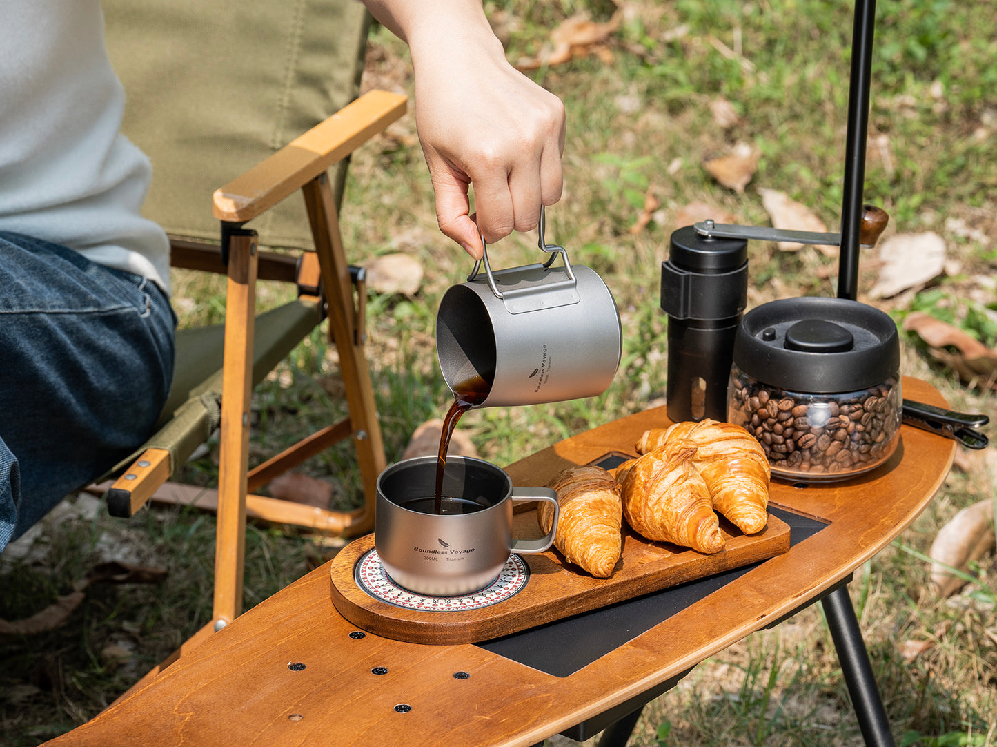 Boundless Voyage Titanium Pour Over Coffee Maker Set – 300ml Portable Camping Mug with Detachable Dripper