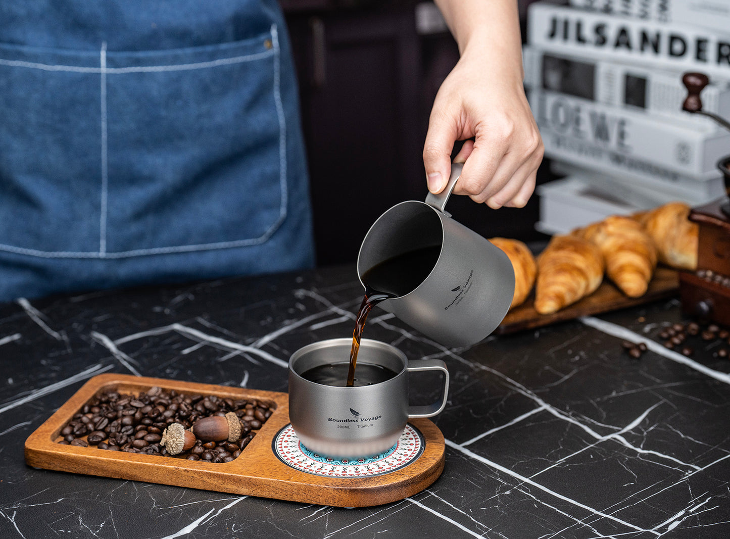 Boundless Voyage Titanium Pour-over Coffee Maker Set – 300ml Camping Mug with Detachable Dripper, Ultralight Portable Outdoor Coffee Brewer