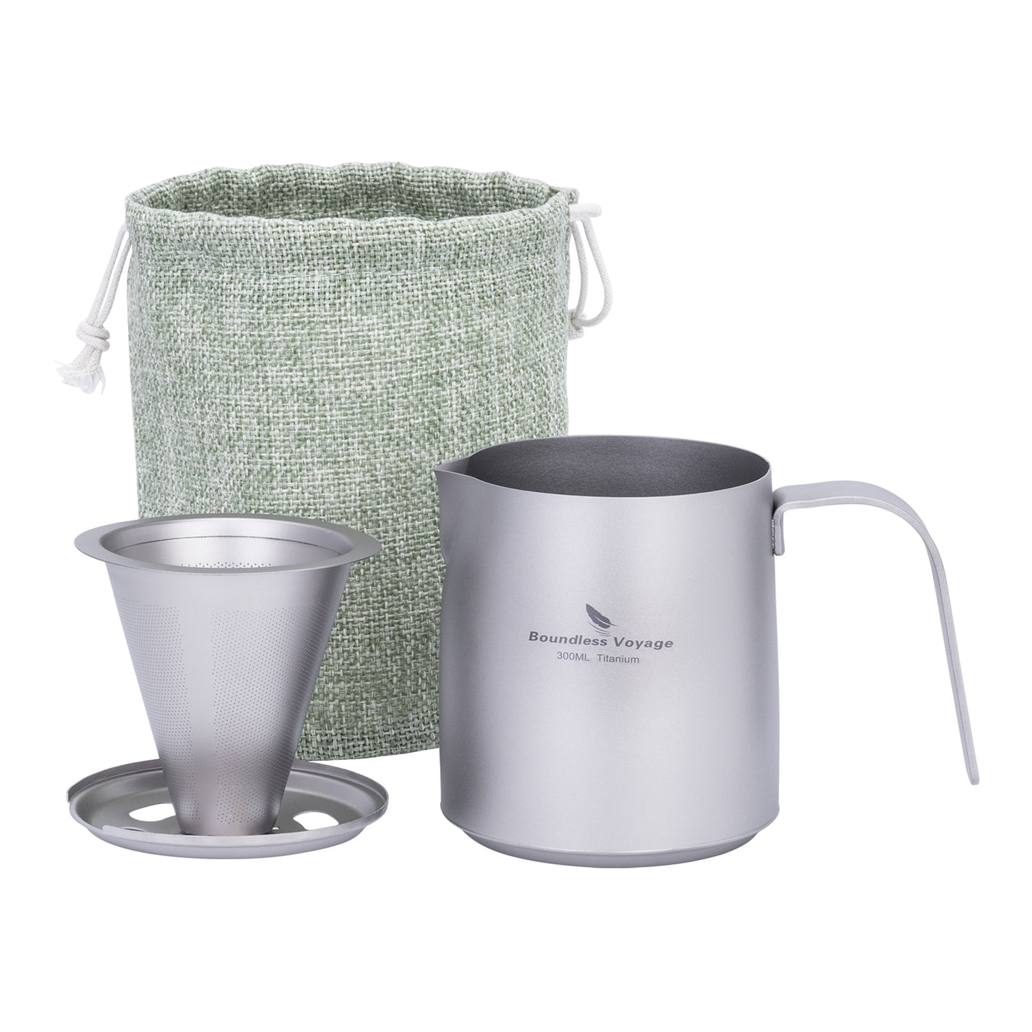 Boundless Voyage Titanium Pour-over Coffee Maker Set – 300ml Camping Mug with Detachable Dripper, Ultralight Portable Outdoor Coffee Brewer