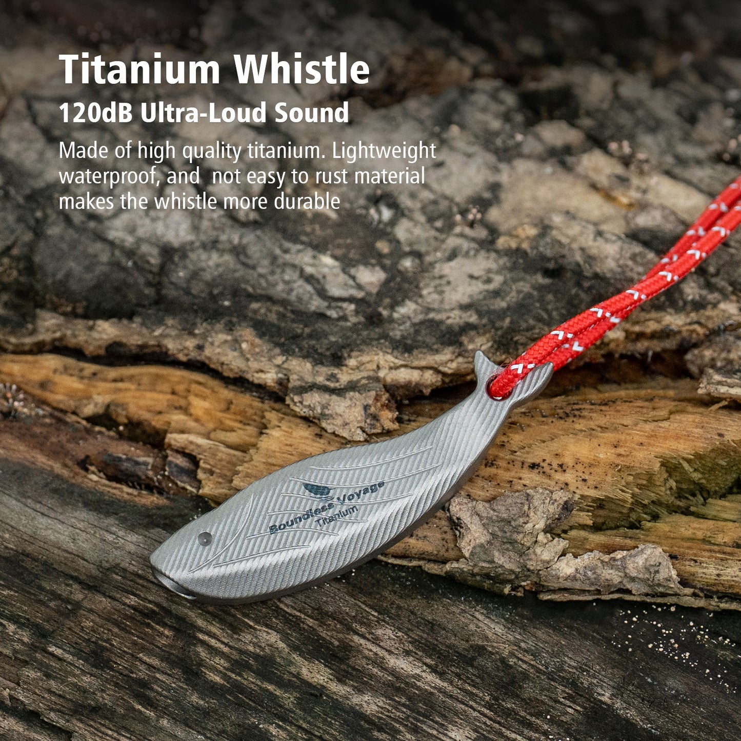 Boundless Voyage 120dB Titanium Survival Whistle – Compact, Ultralight & Rust-Proof Emergency Safety Whistle for Hiking, Camping & Outdoor Rescue