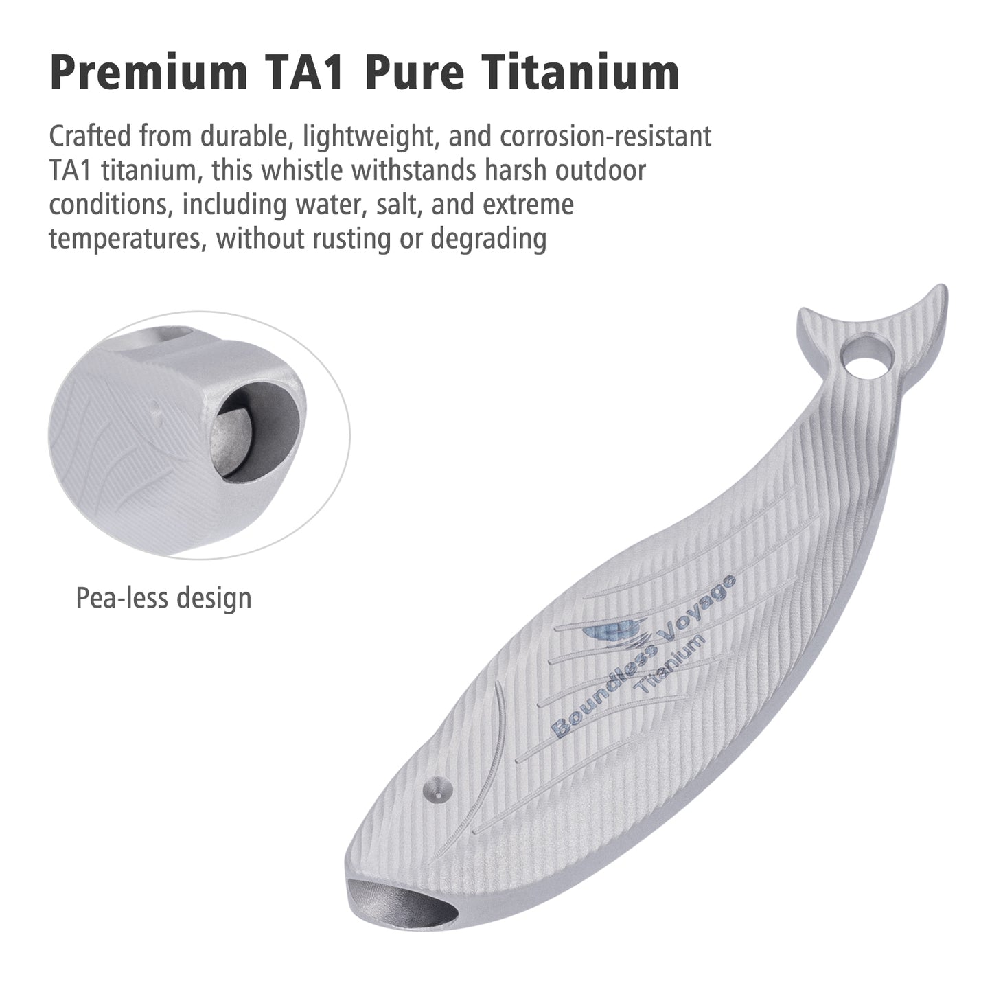 Boundless Voyage 120dB Titanium Survival Whistle – Compact, Ultralight & Rust-Proof Emergency Safety Whistle for Hiking, Camping & Outdoor Rescue