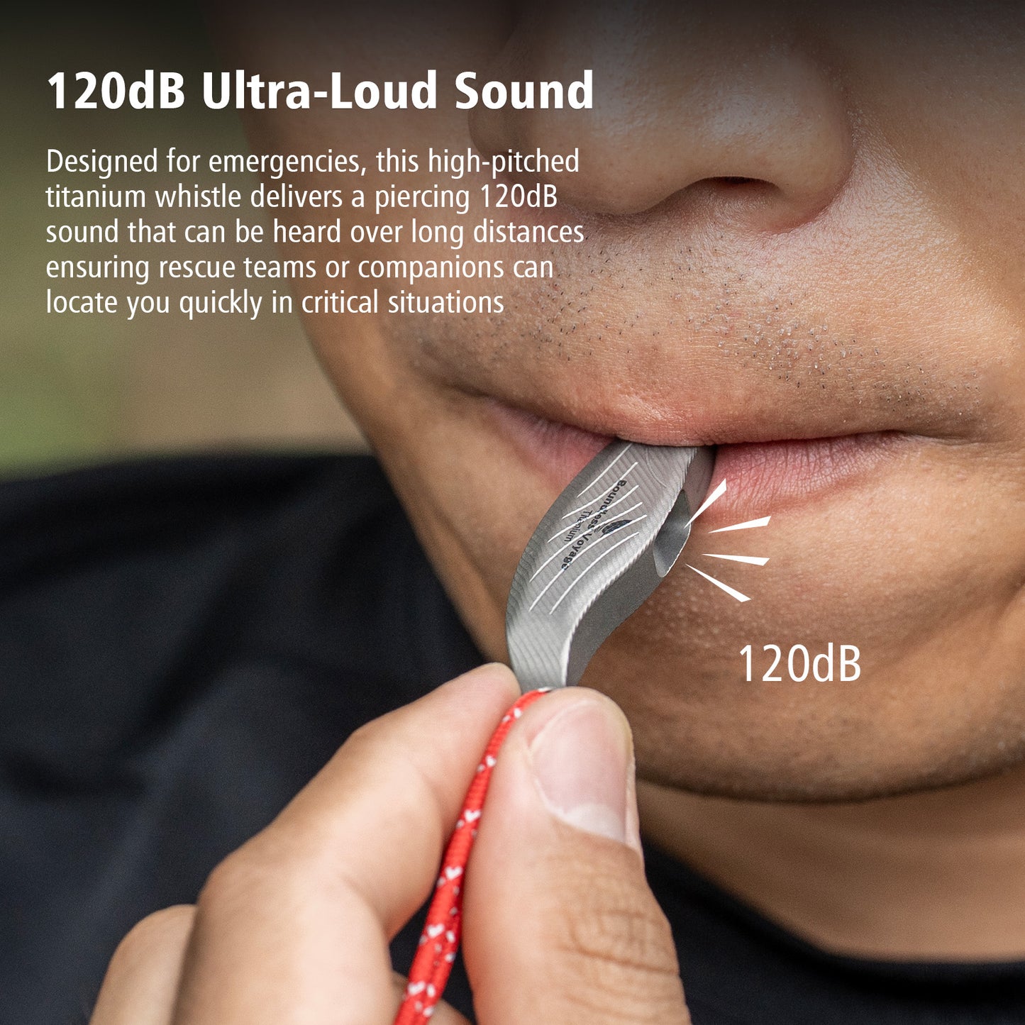 Boundless Voyage 120dB Titanium Survival Whistle – Compact, Ultralight & Rust-Proof Emergency Safety Whistle for Hiking, Camping & Outdoor Rescue